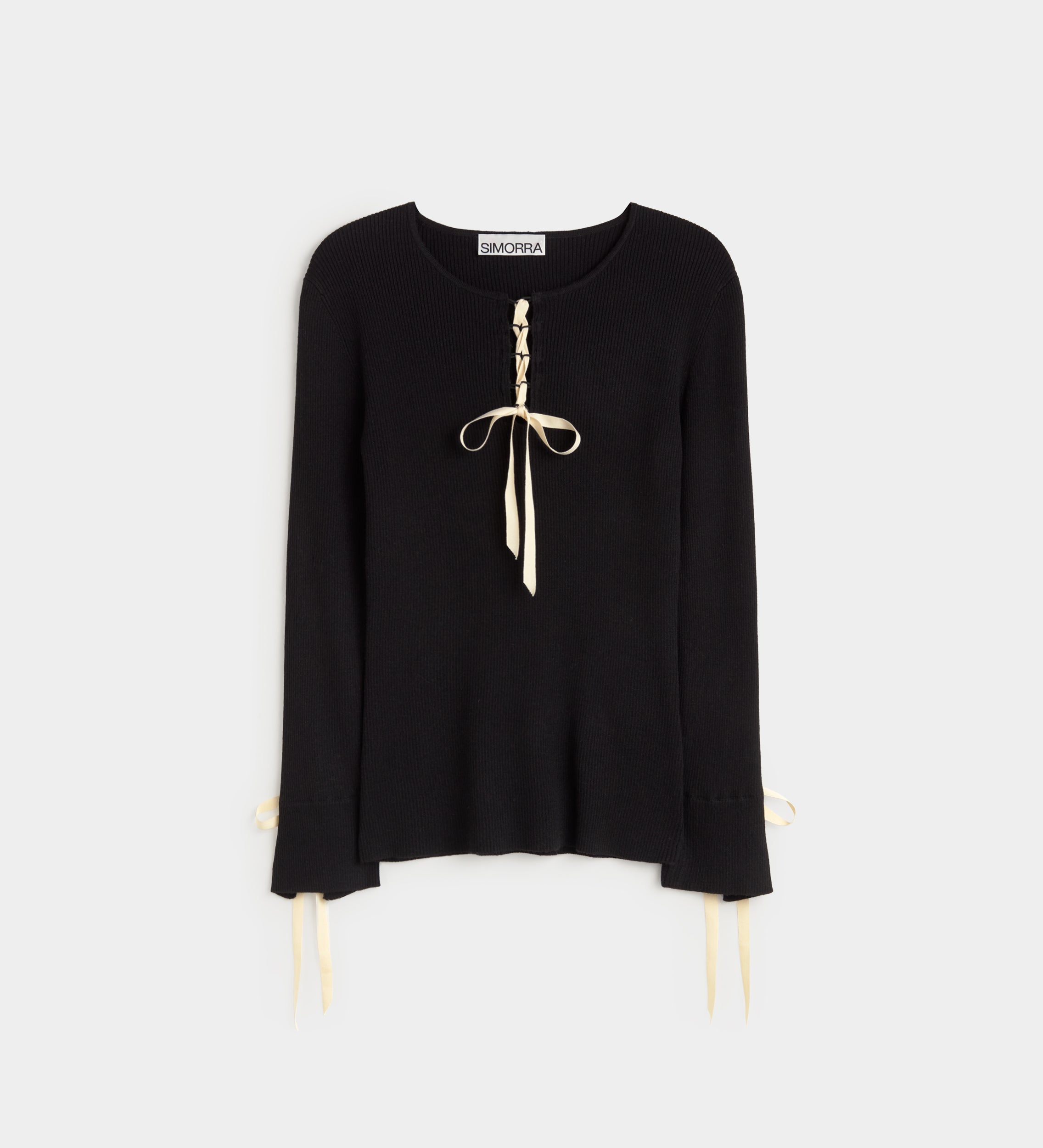 Pull côtelé bicolore à lanières