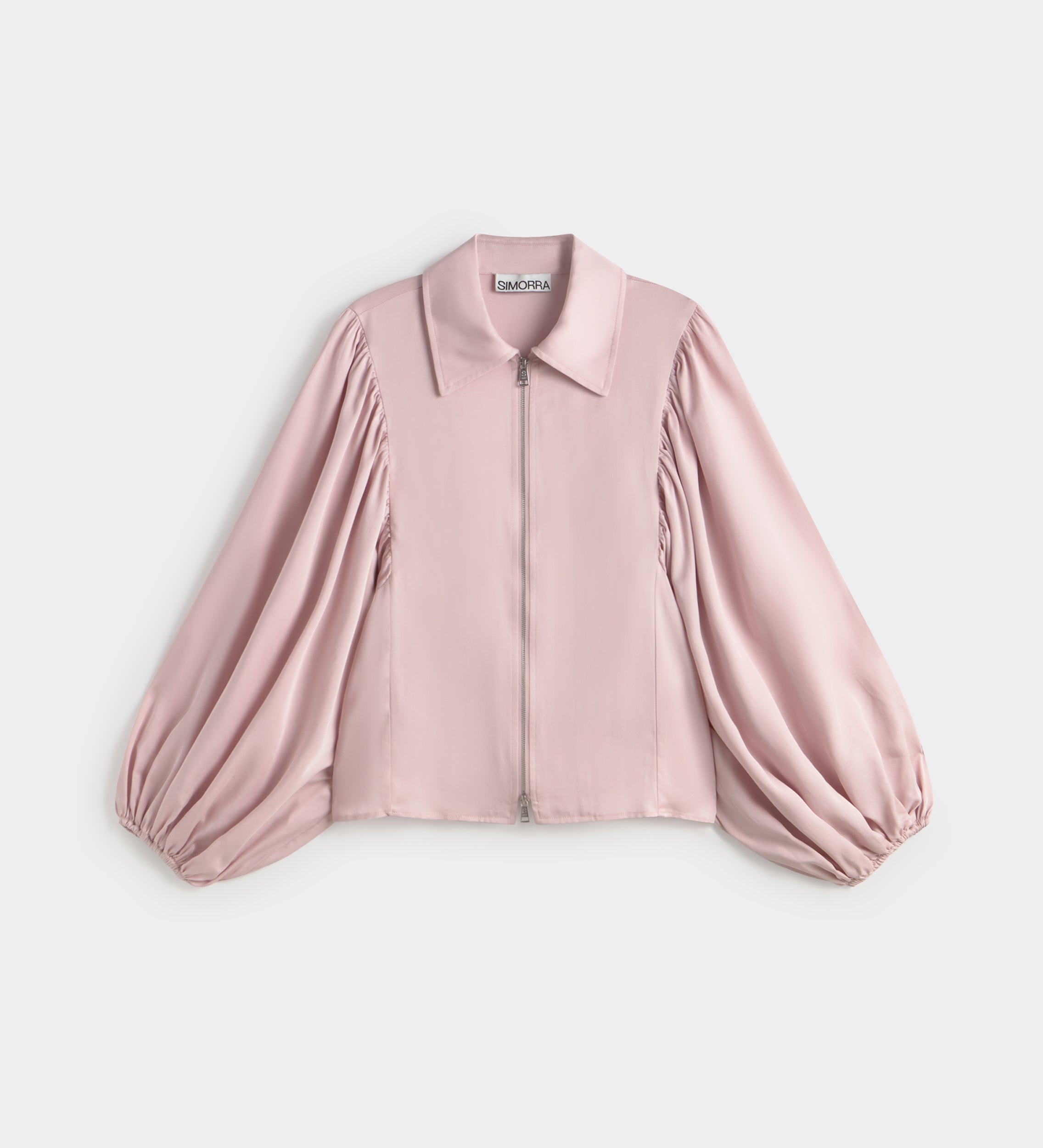 Blouse à fermeture éclair et manches bouffantes