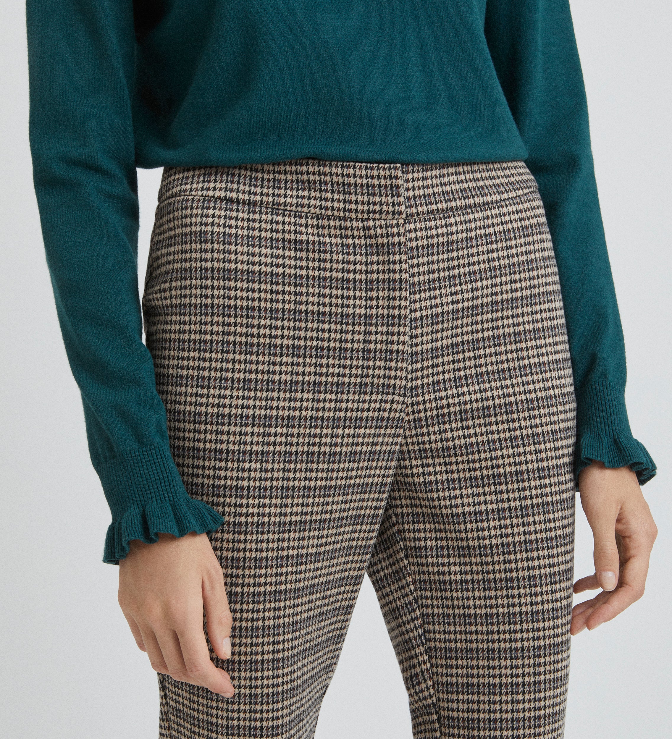 Pantalon évasé à carreaux