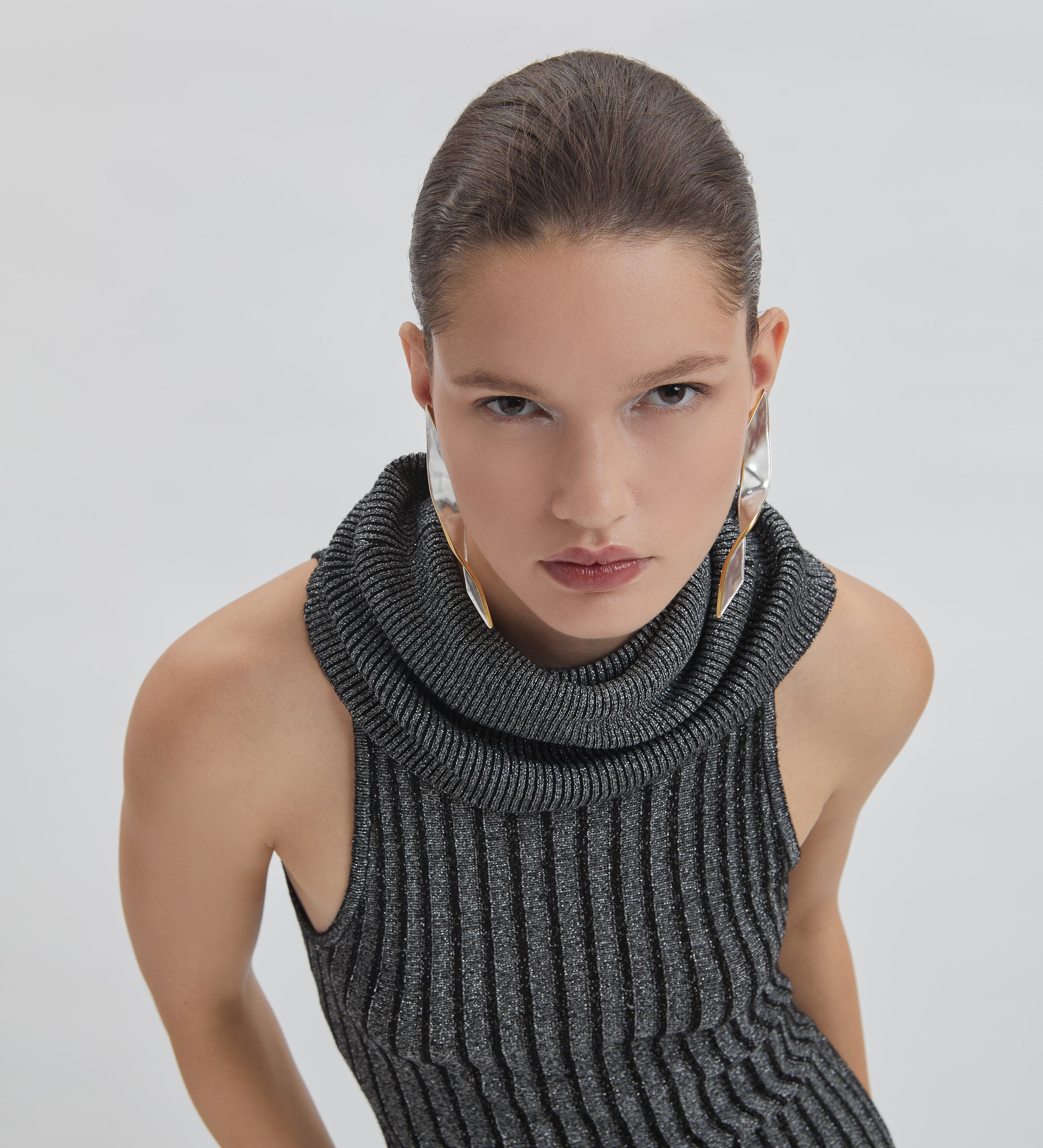 Robe en tricot métallisé