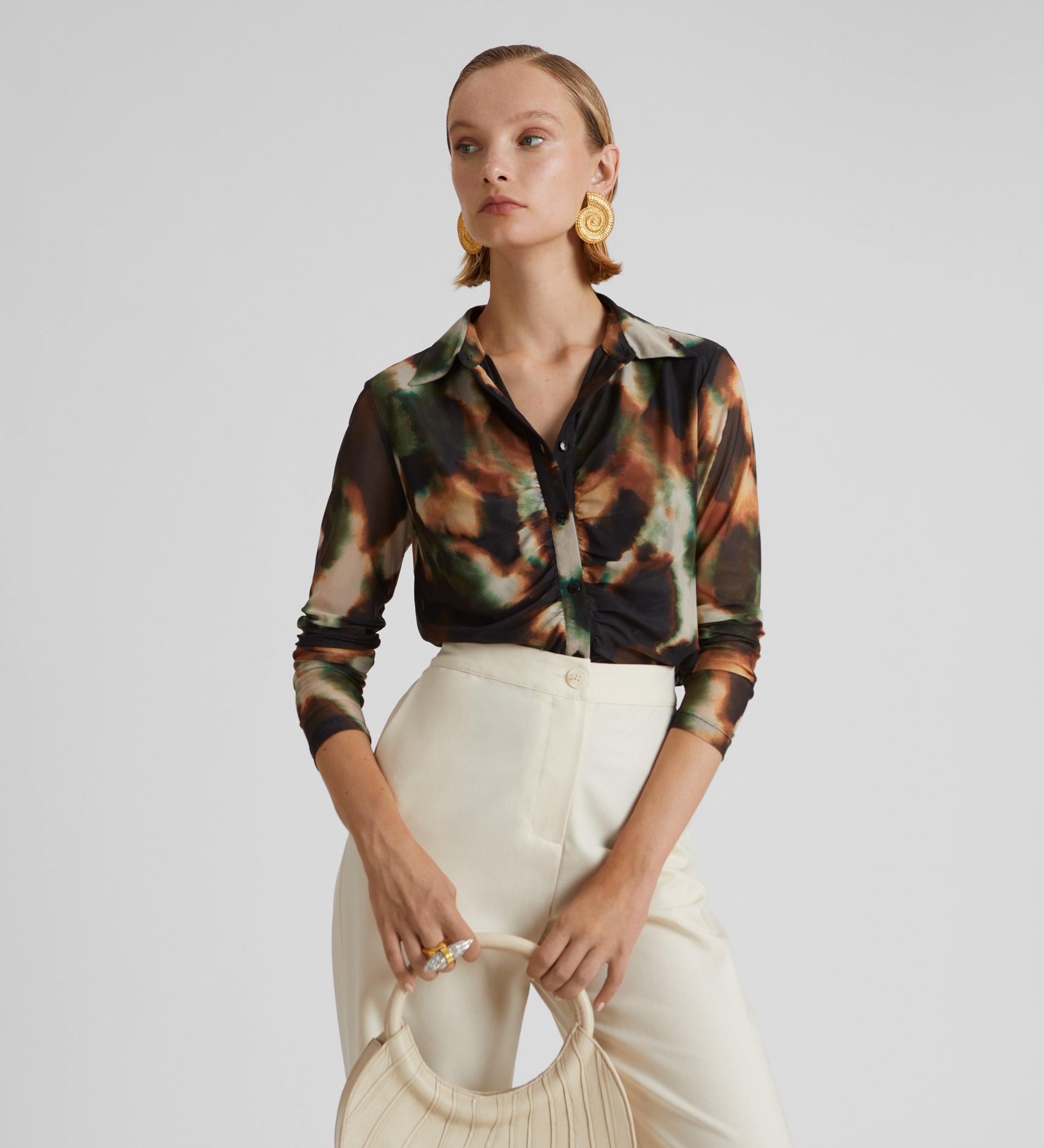 Printed tulle shirt