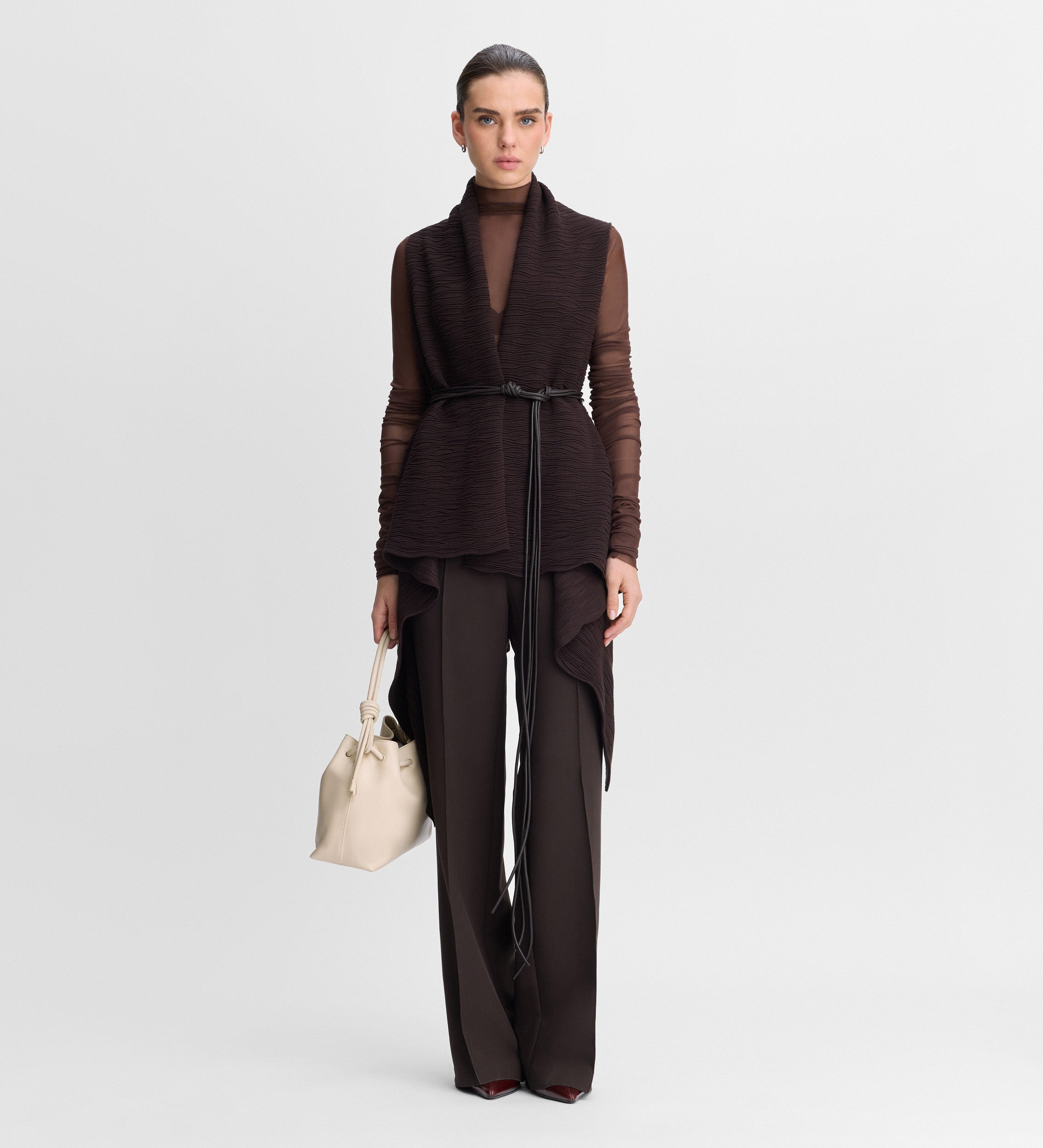 Gilet long texturé