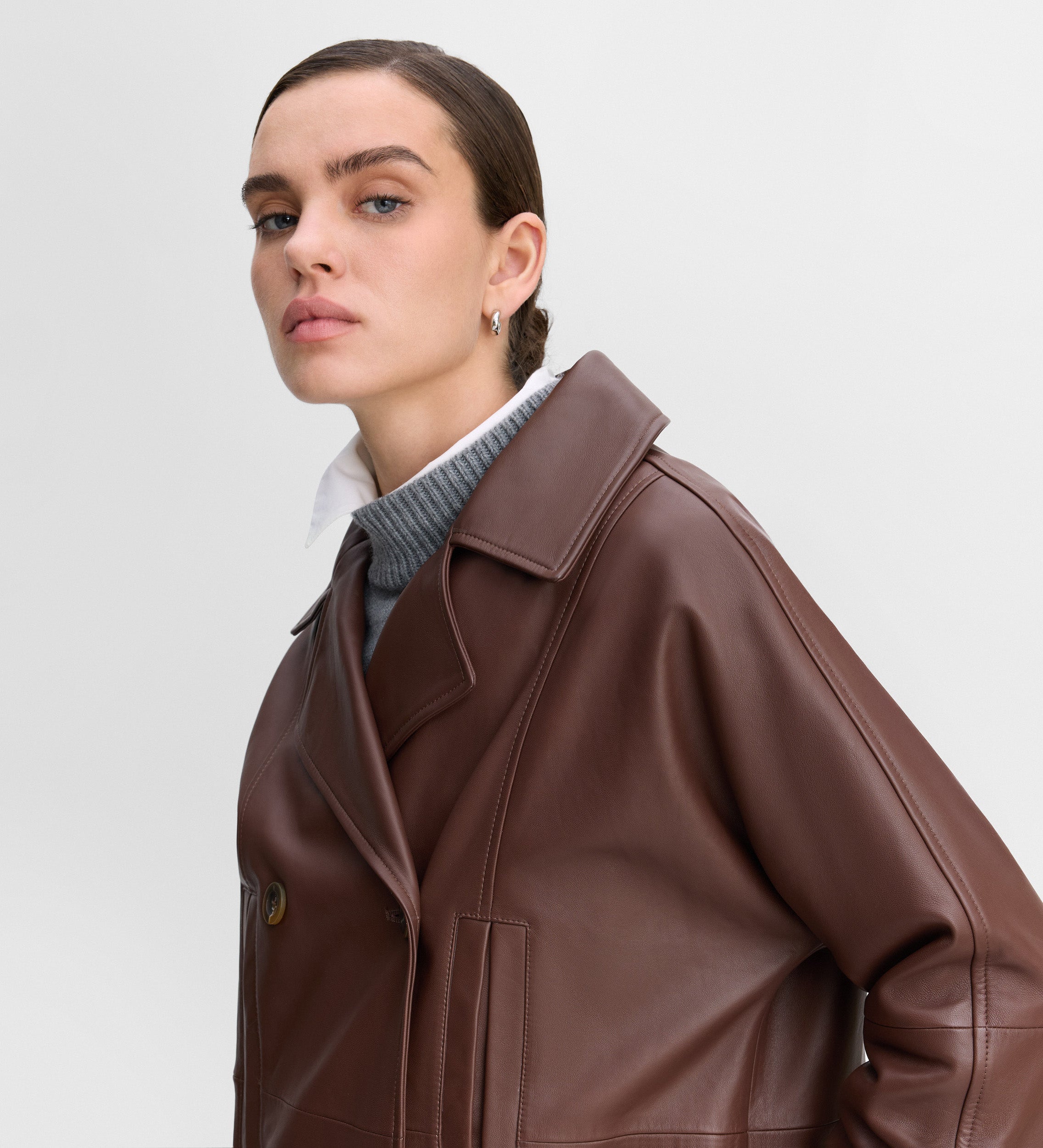 Chaquetón napa cruzado