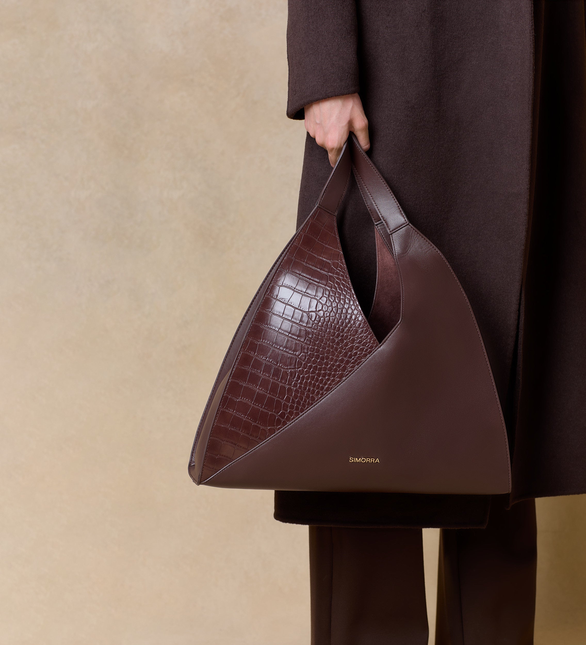 Combined leather shopper bag