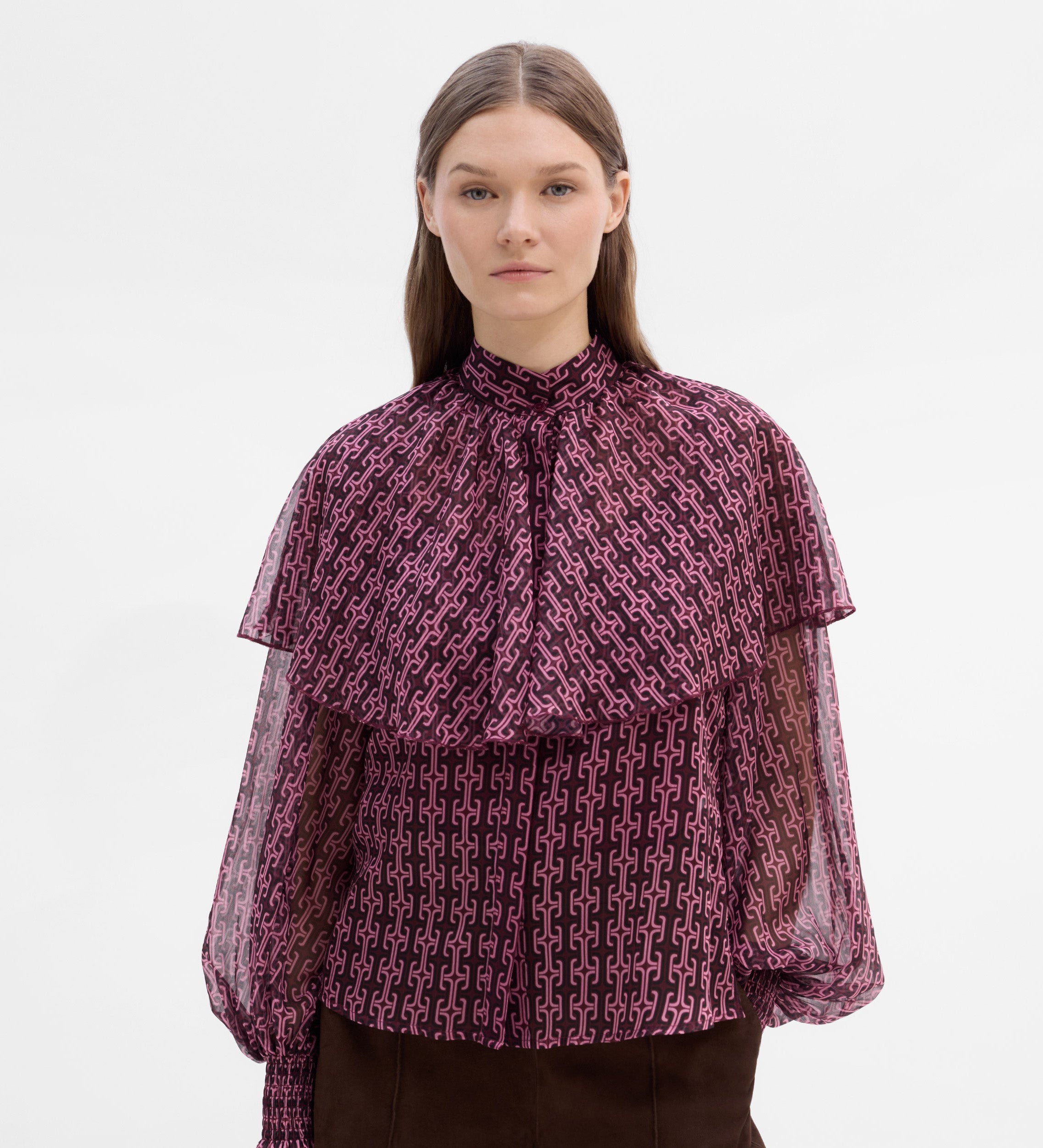 Printed cape blouse