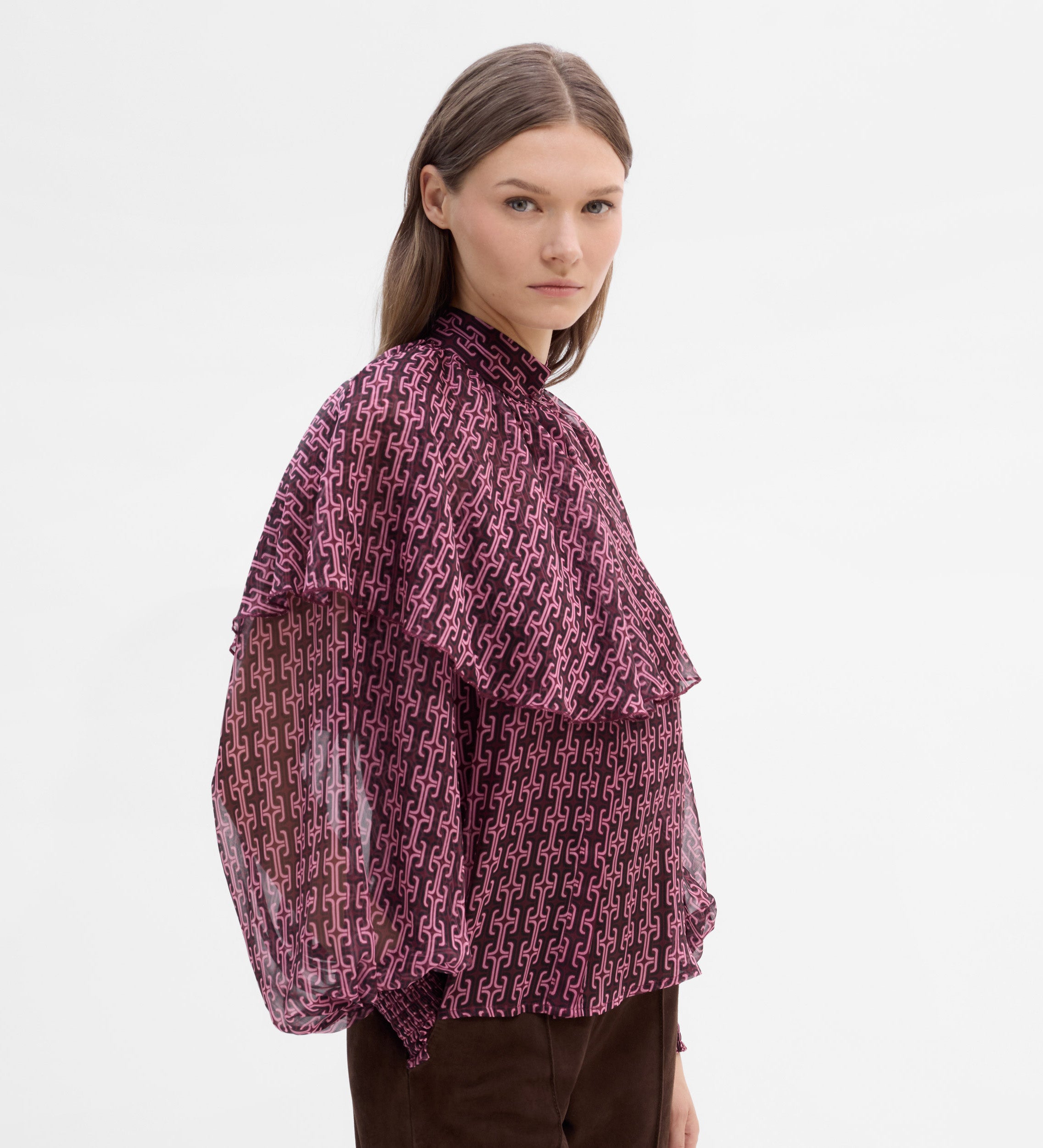 Printed cape blouse