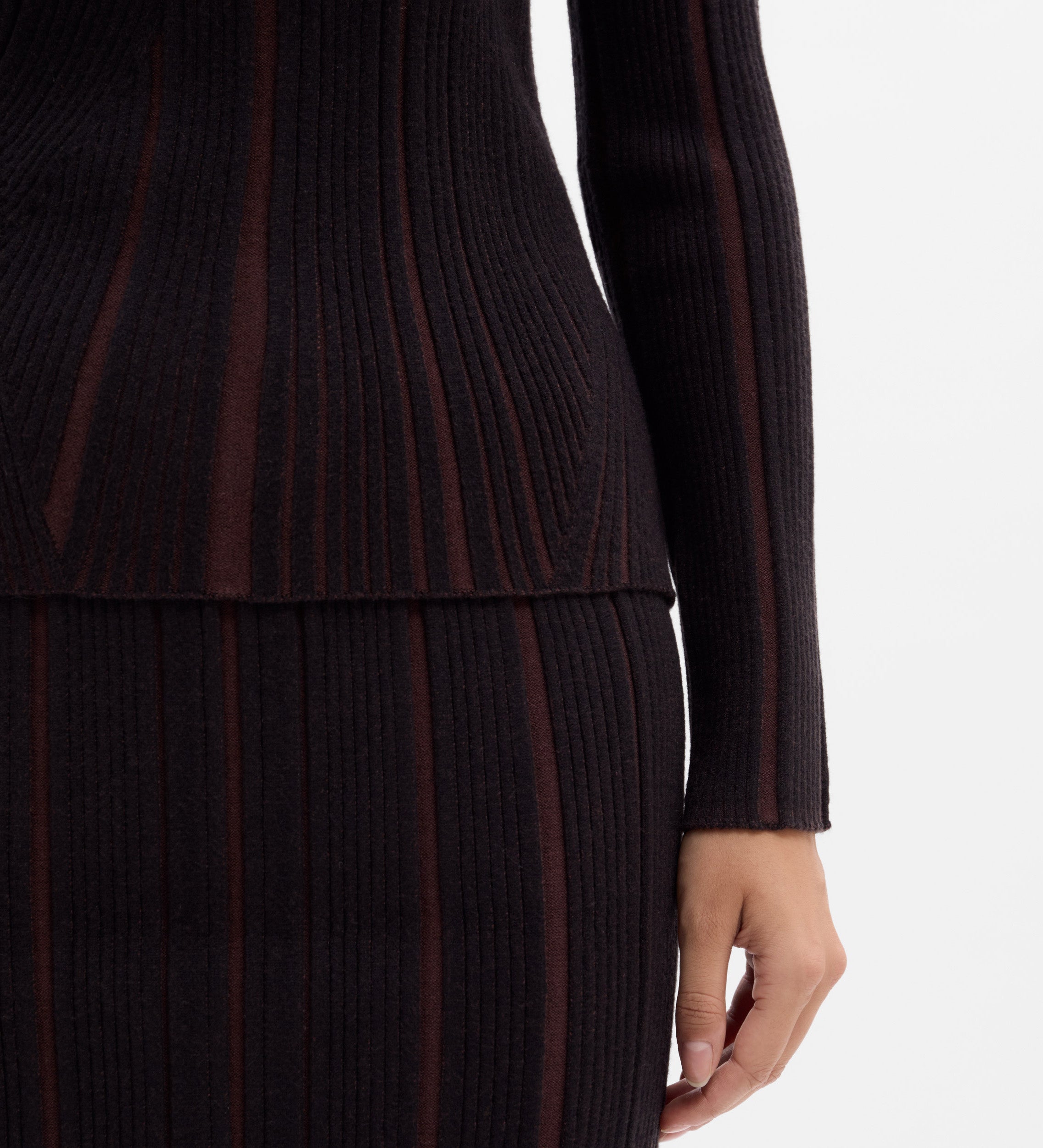 Two-tone ribbed sweater