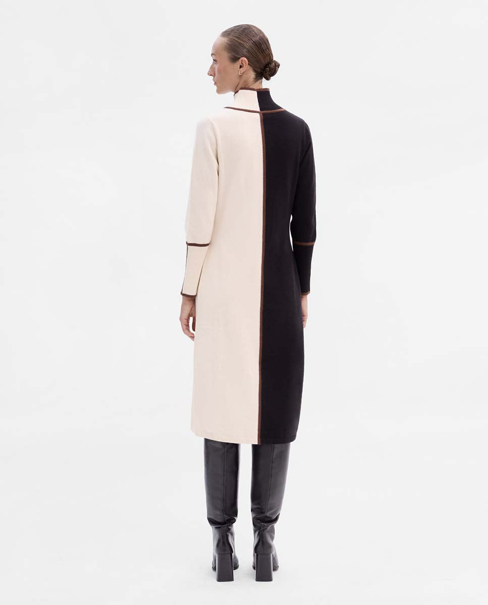 Robe en maille bicolore