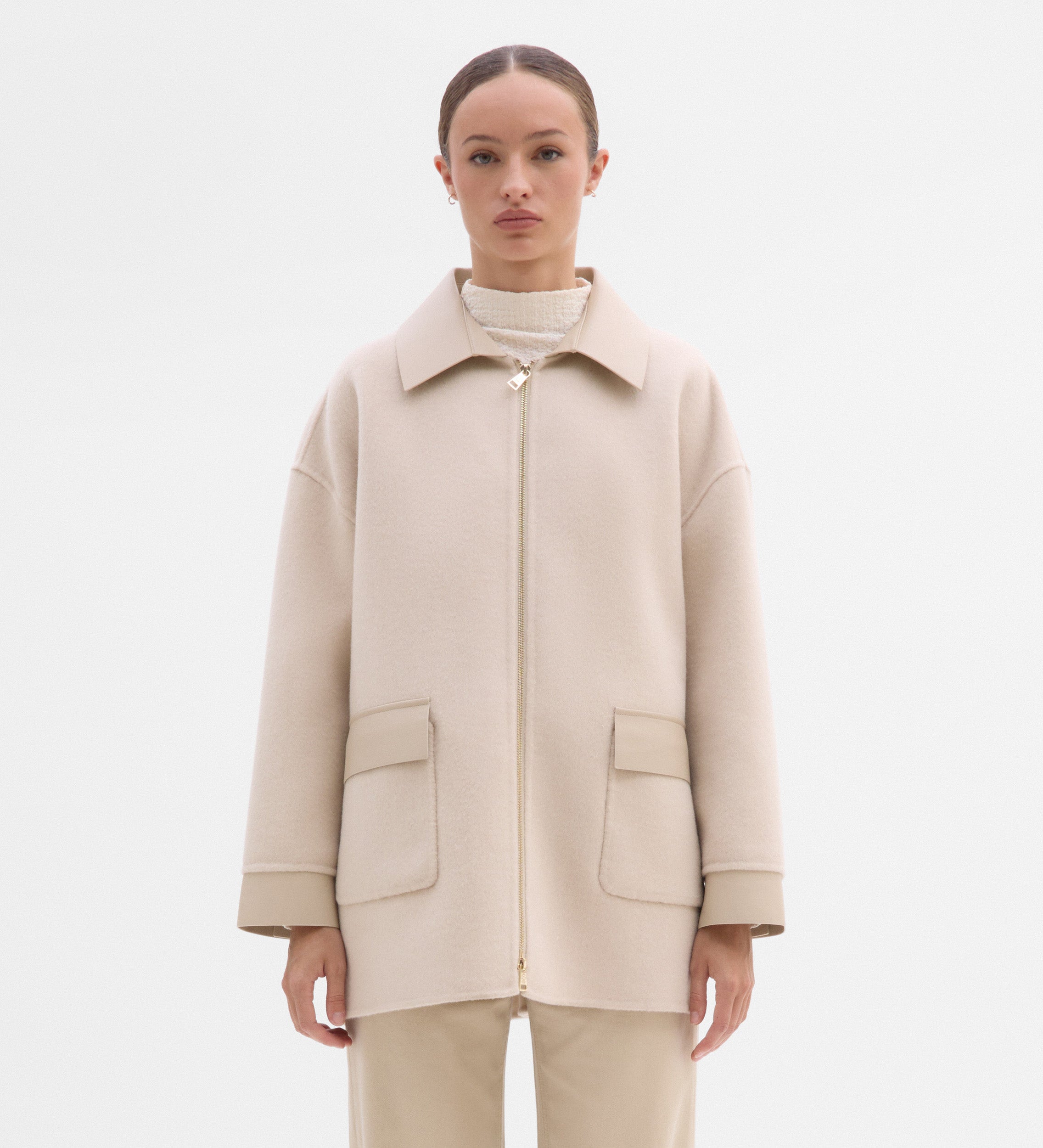 Chaquetón lana bimateria