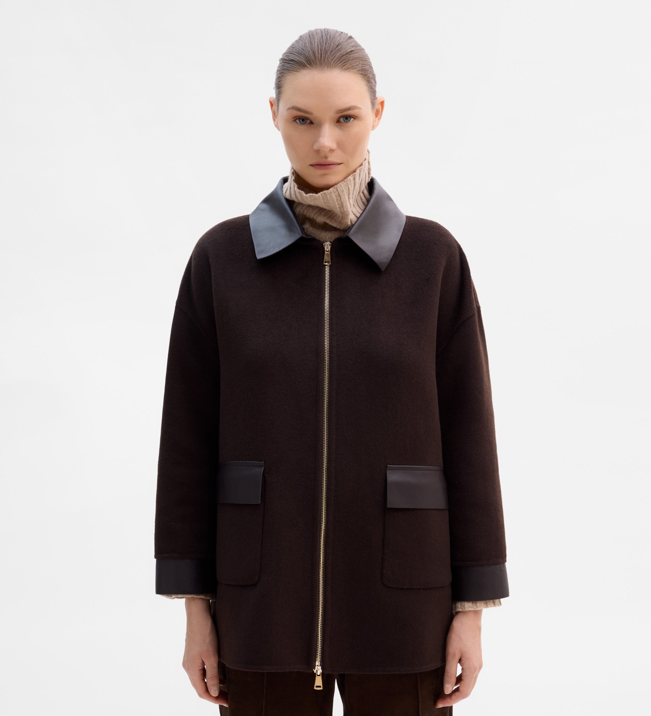 Chaquetón lana bimateria