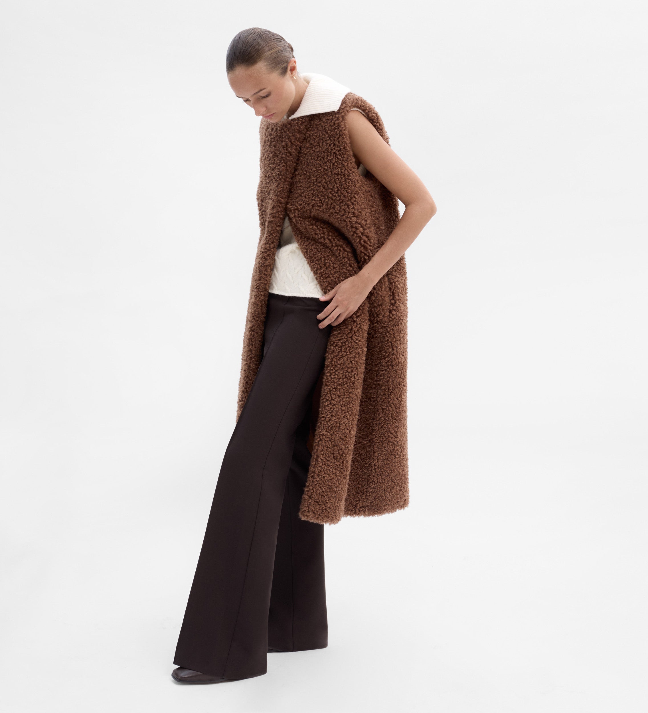 Gilet long peau mouton