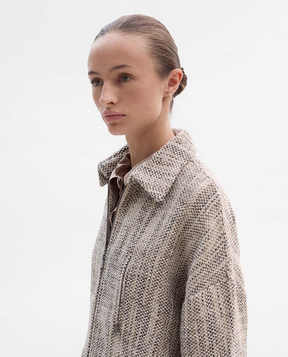 Tweed zip-up overshirt