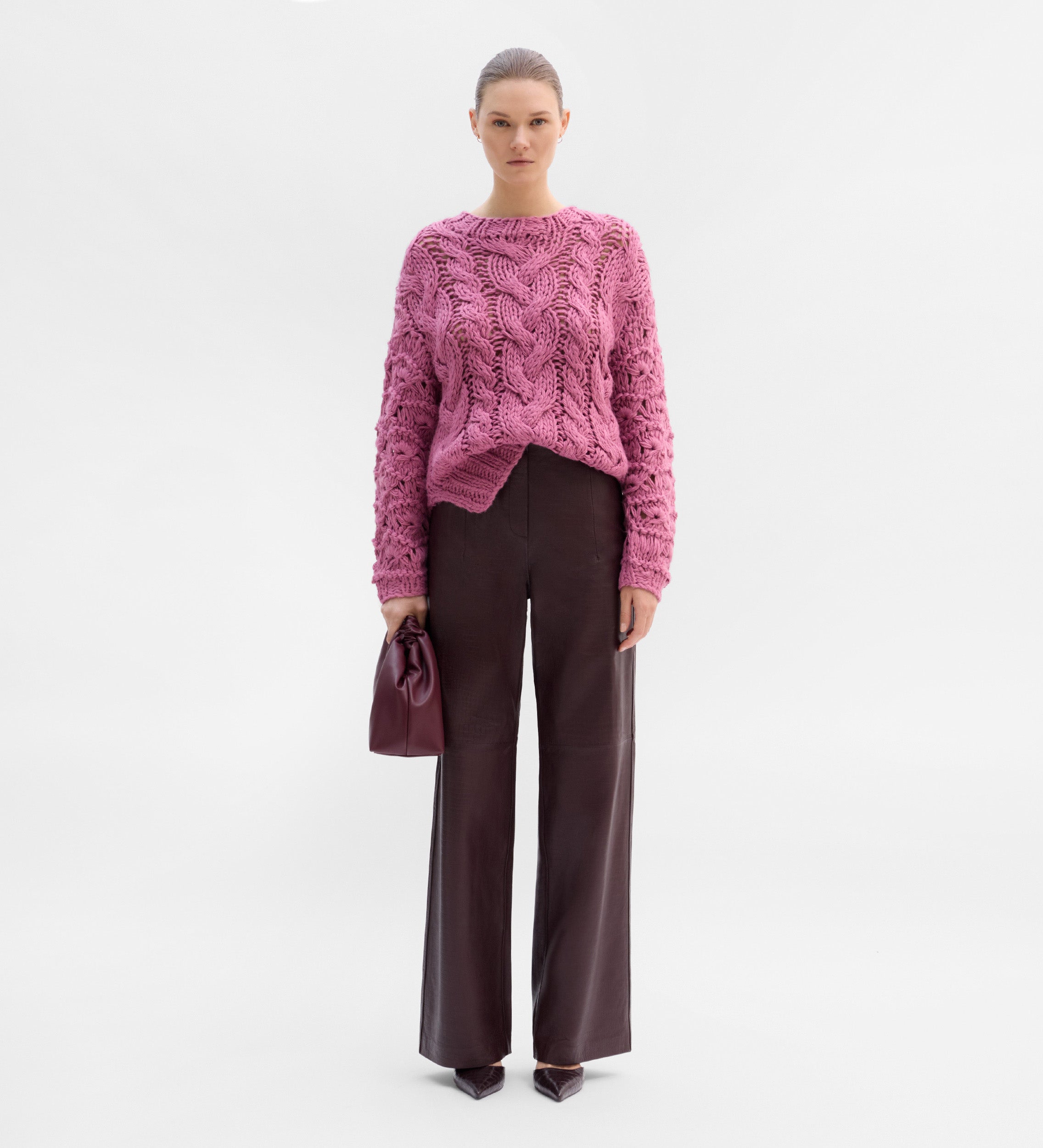 Pantalon en cuir gaufré