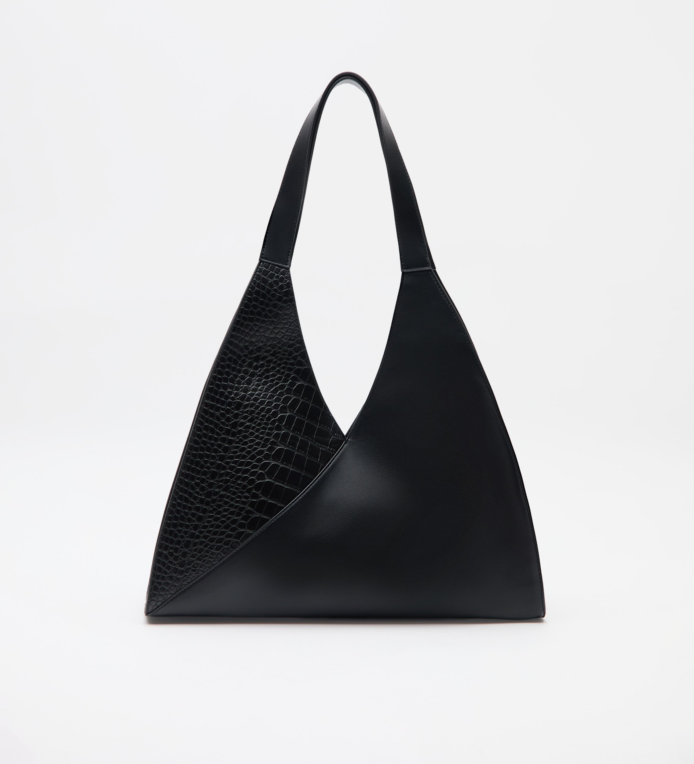 Combined leather shopper bag