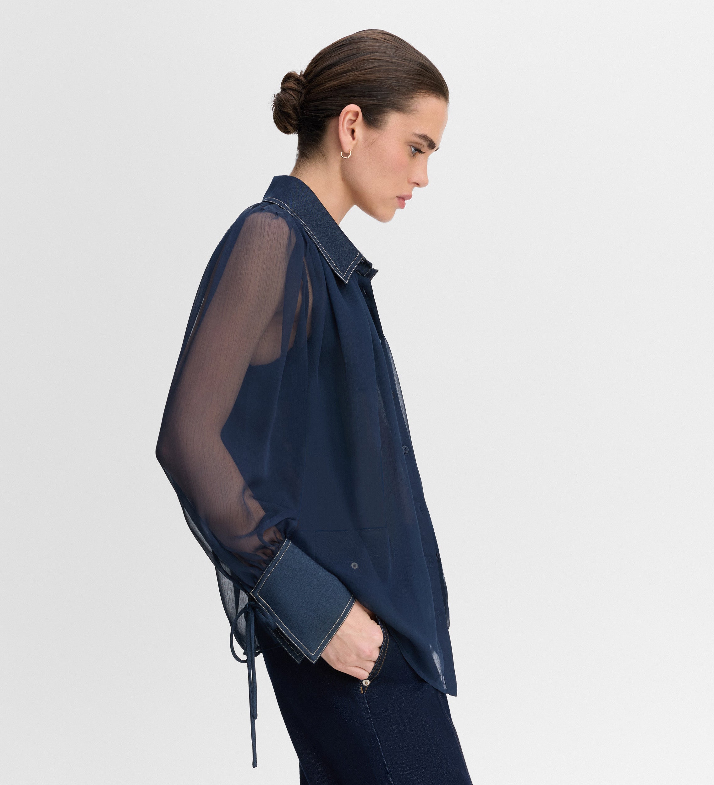 Combined chiffon blouse