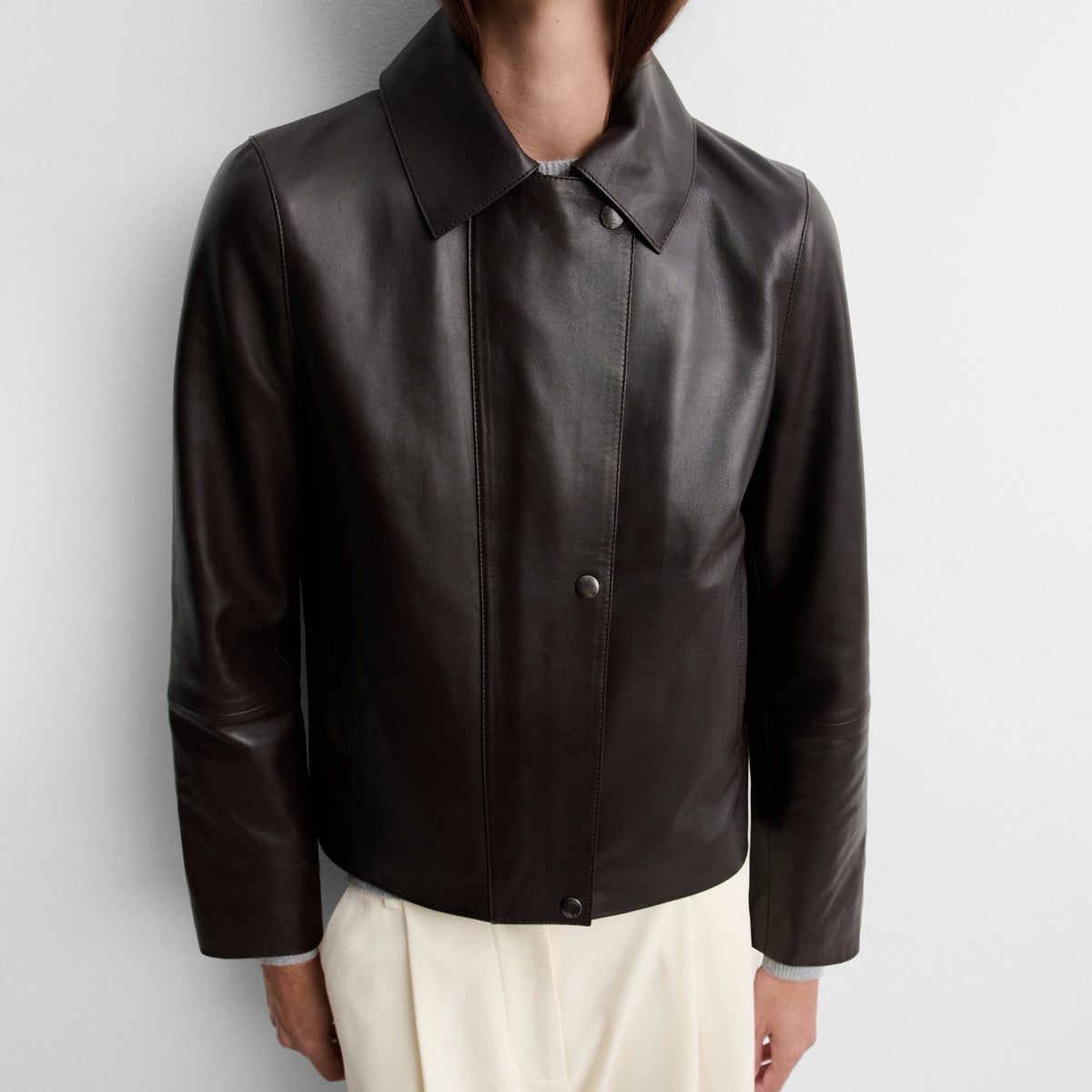 Short nappa leather jacket