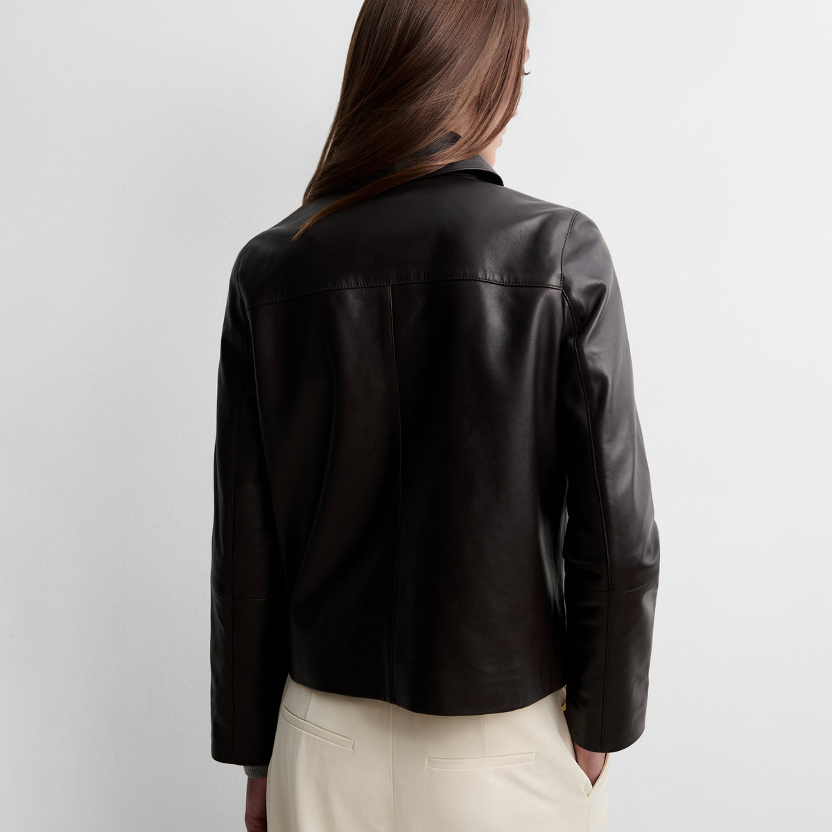 Short nappa leather jacket
