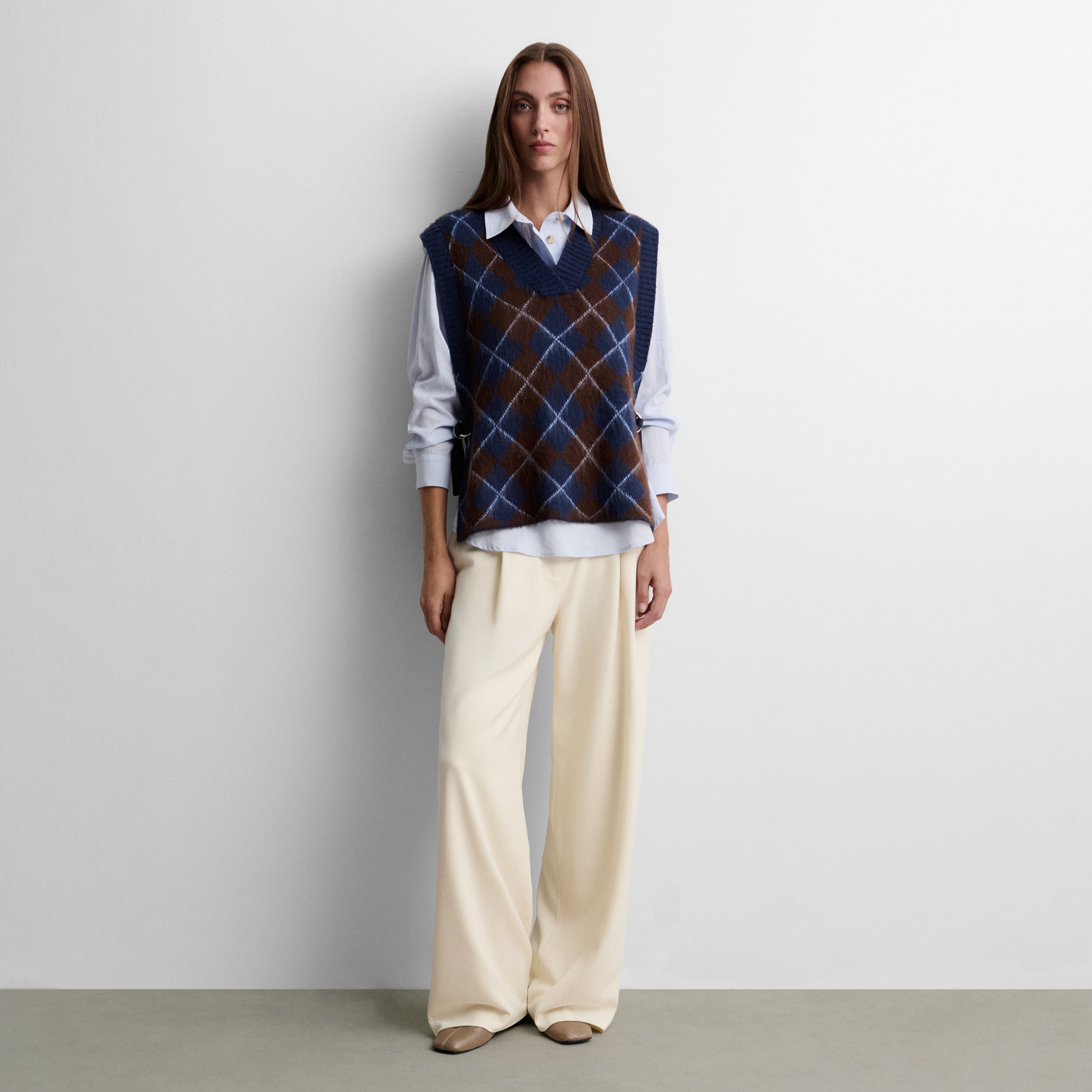 Gilet en maille à losanges
