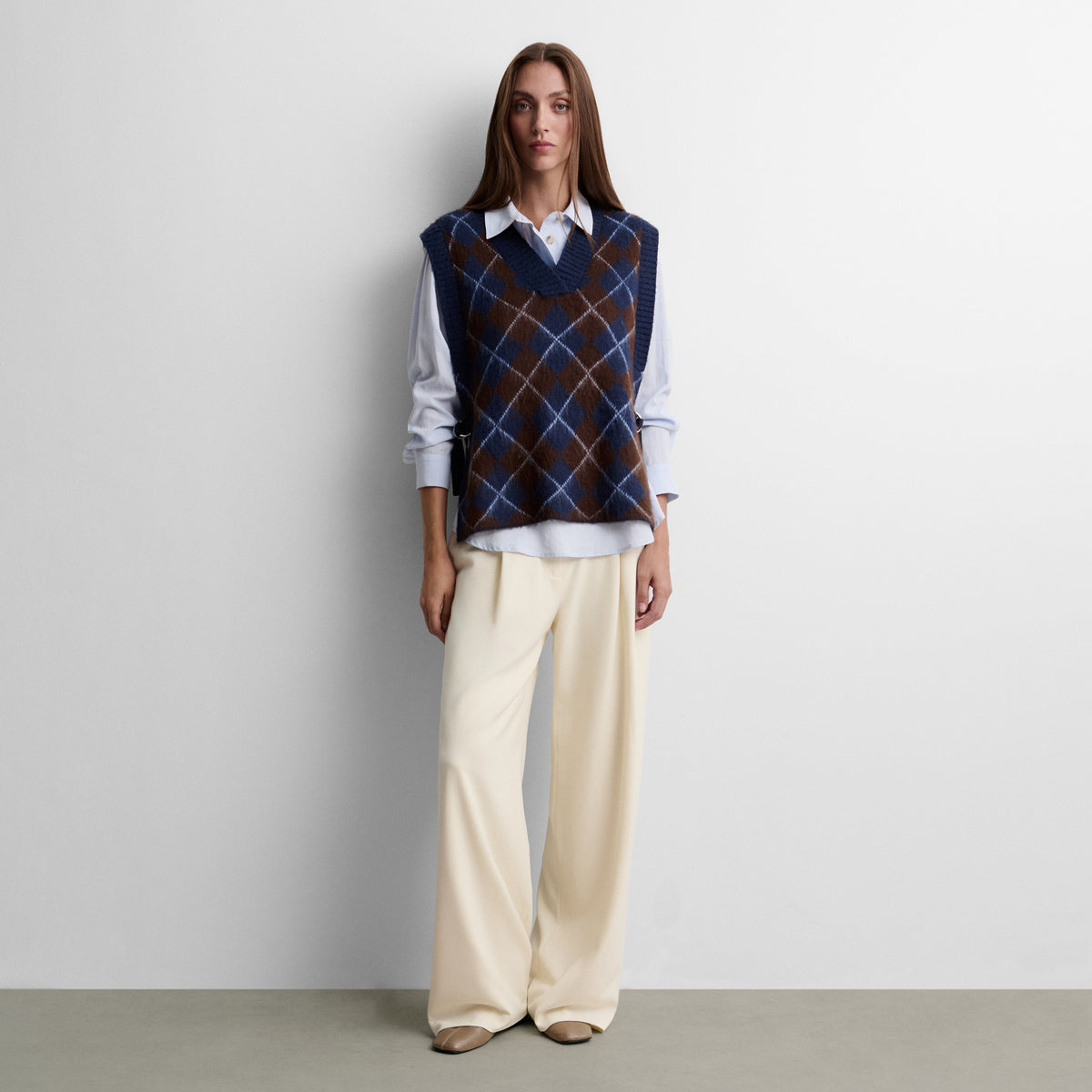 Gilet en maille à losanges