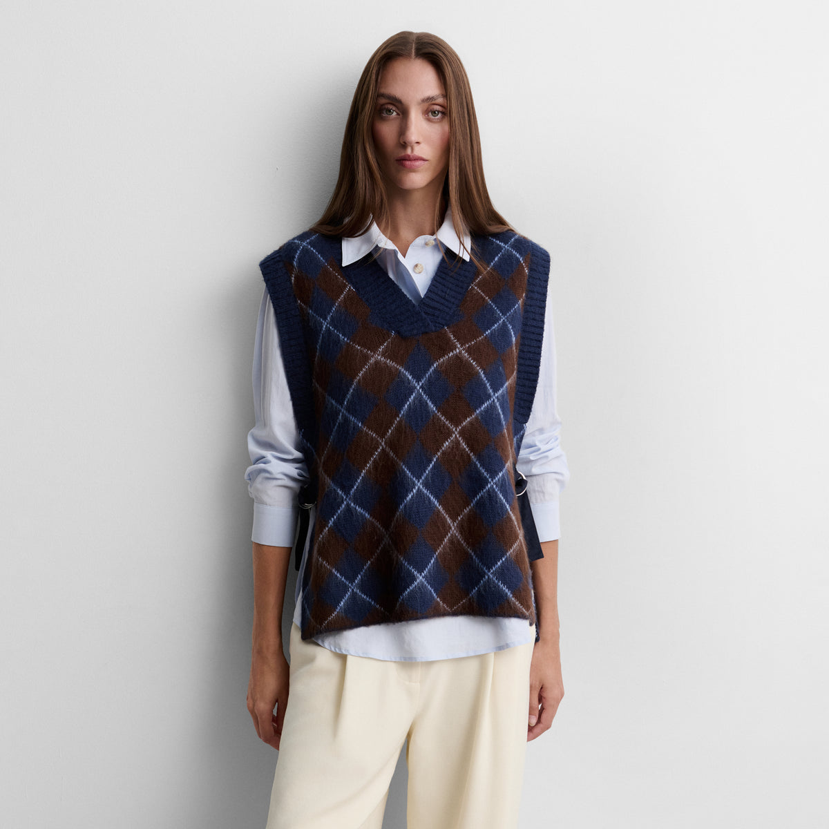 Gilet en maille à losanges