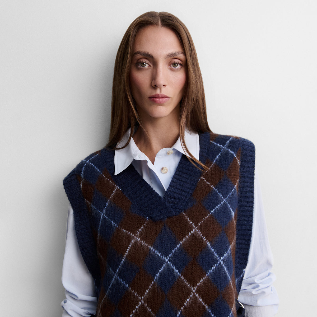 Gilet en maille à losanges