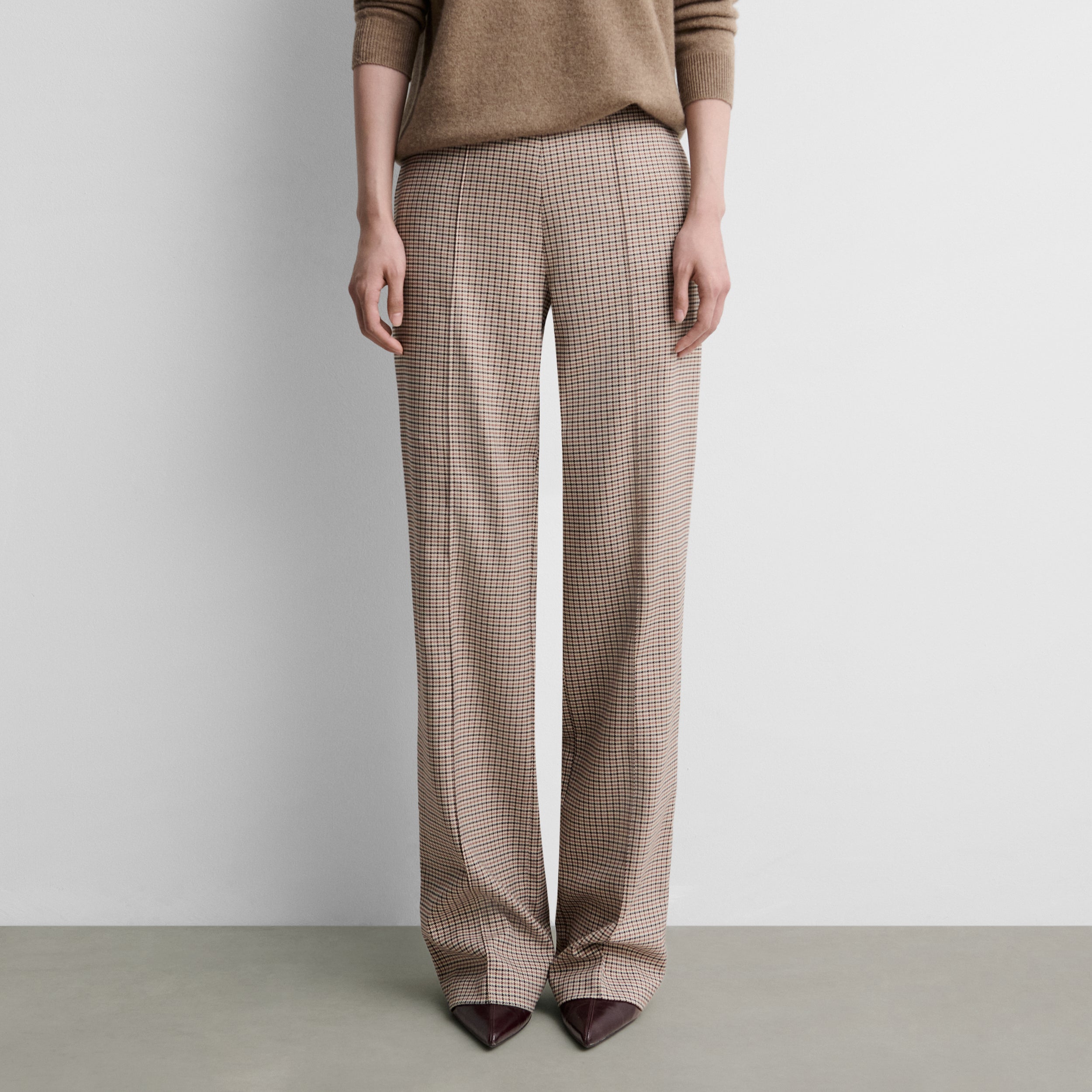 Pantalon droit imprimé à carreaux