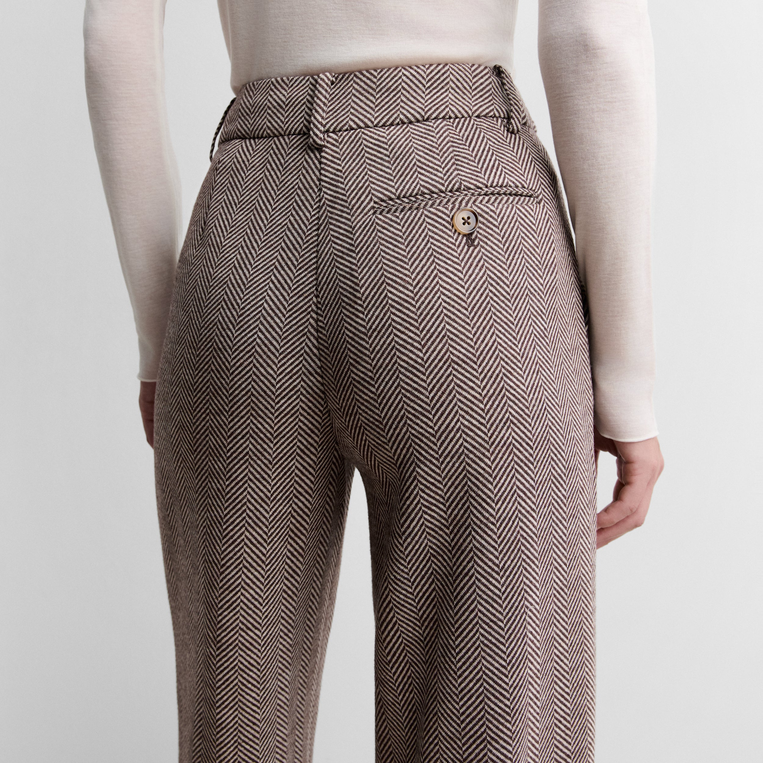 Wide herringbone trousers