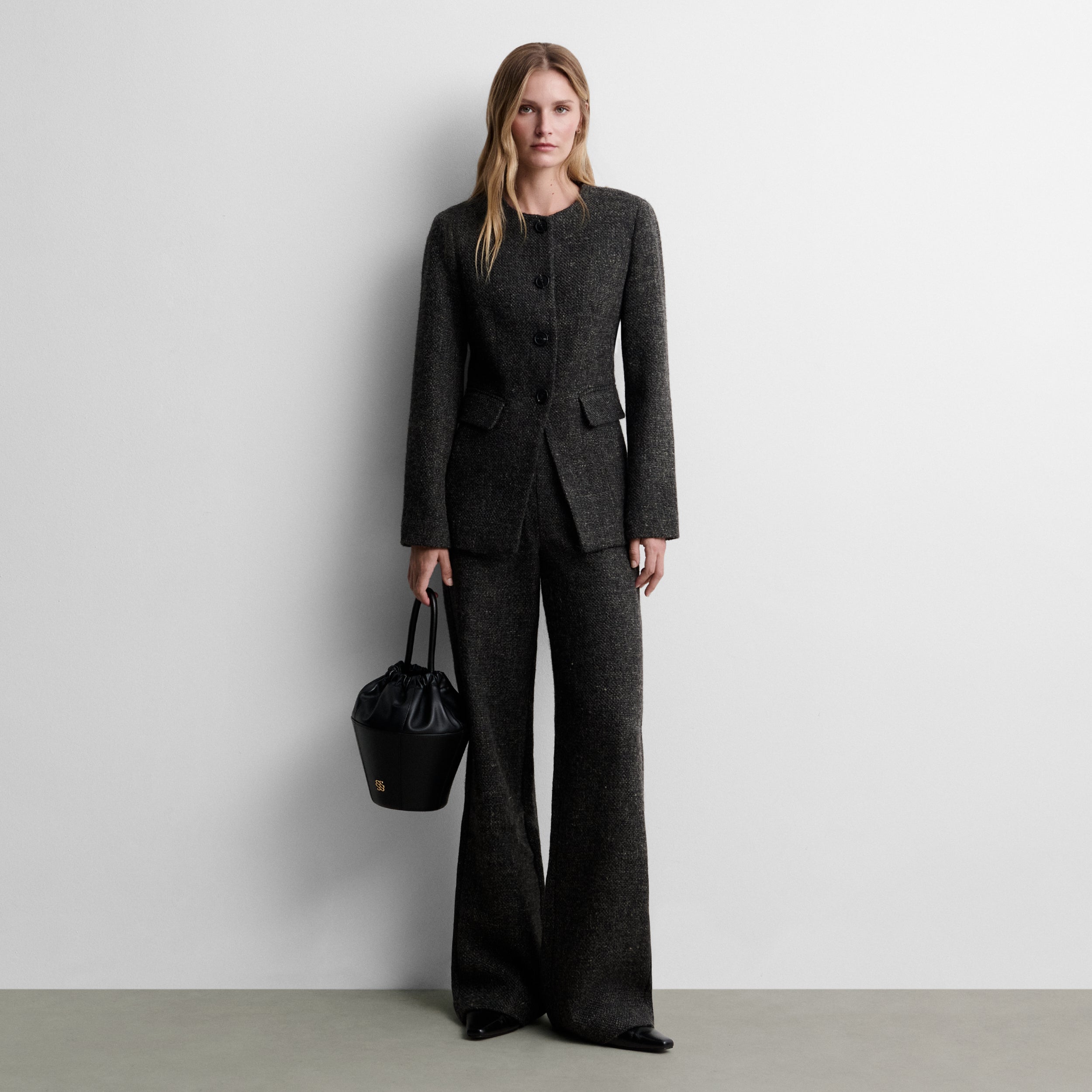 Straight tweed trousers