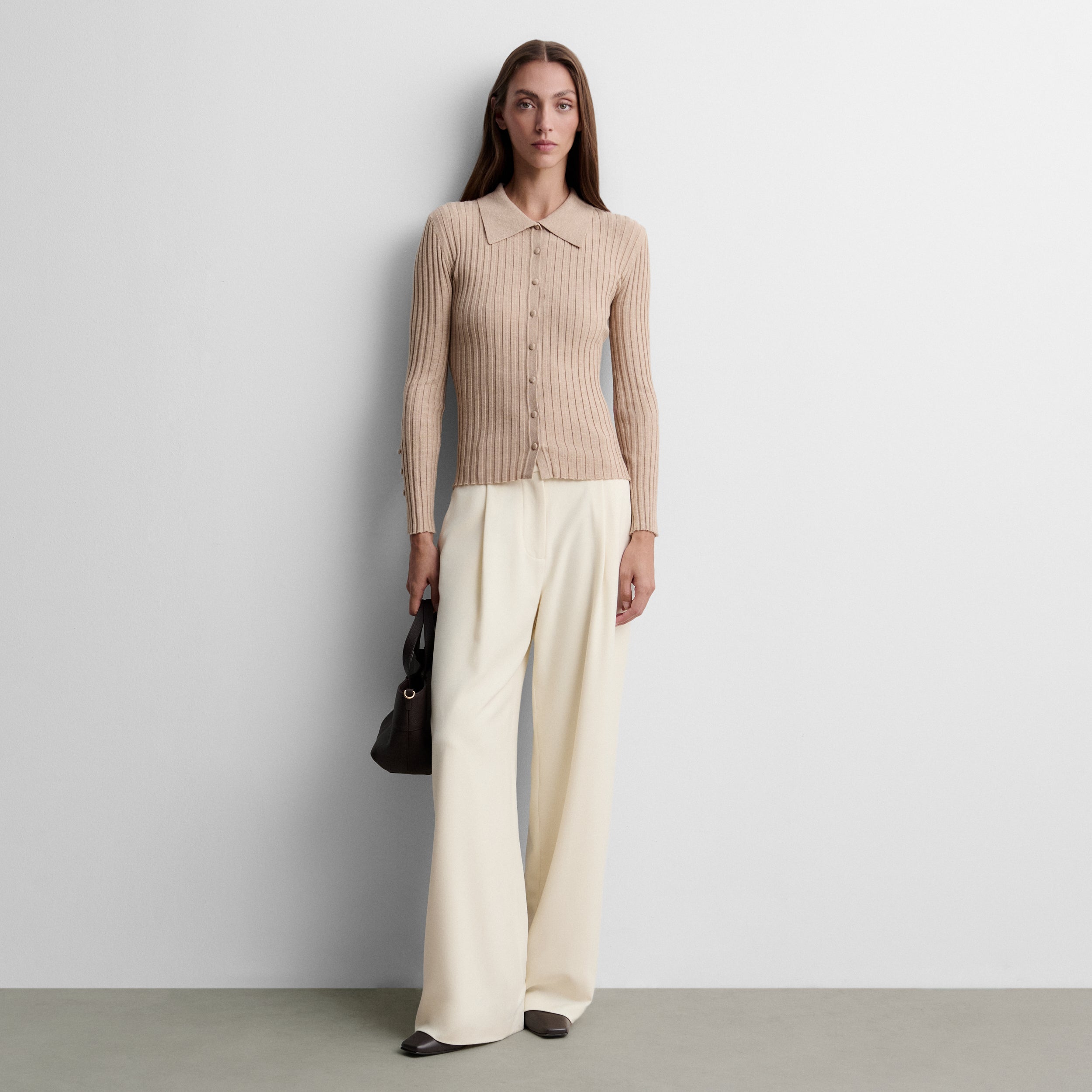 Cardigan en maille à col chemise