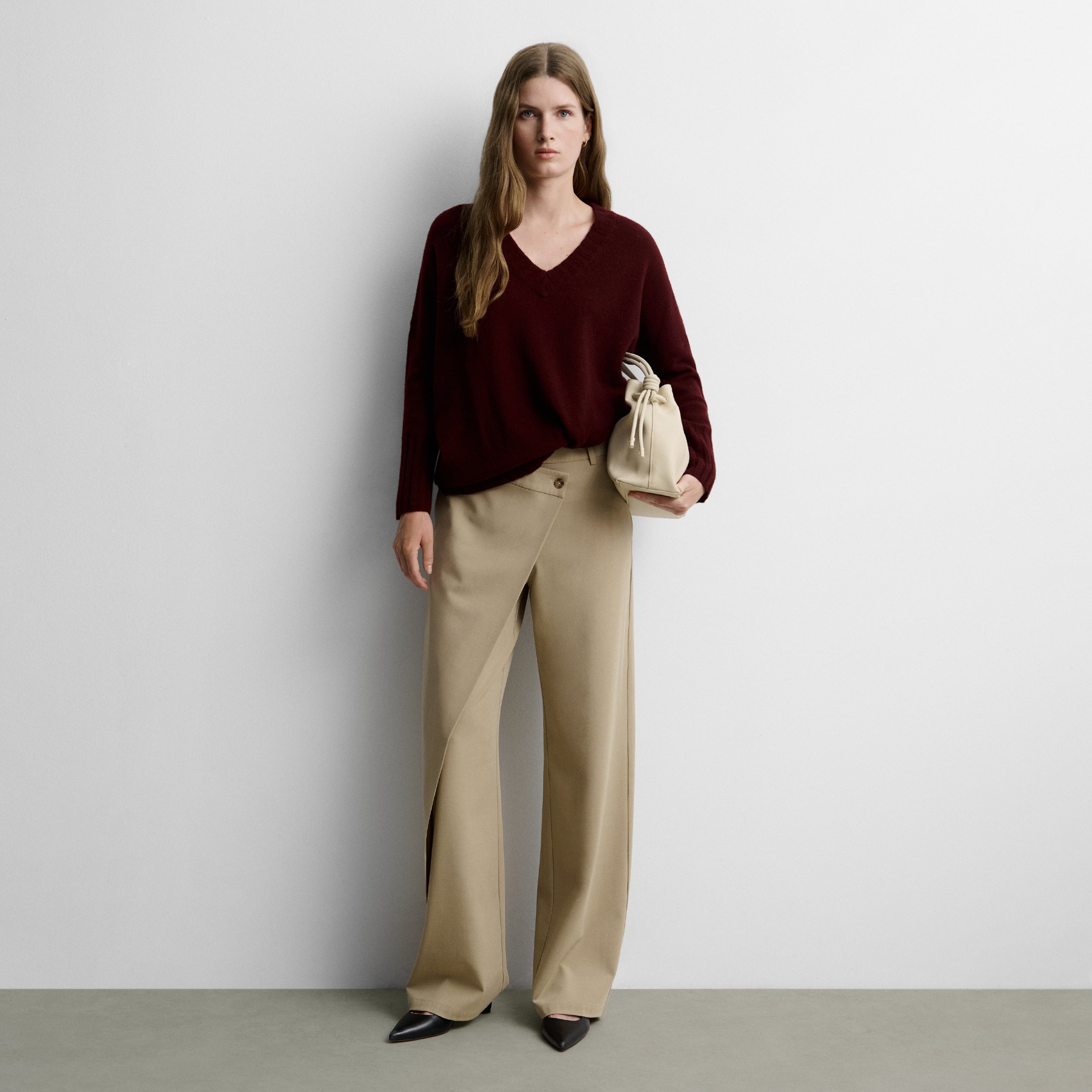 Pantalon droit effet croisé
