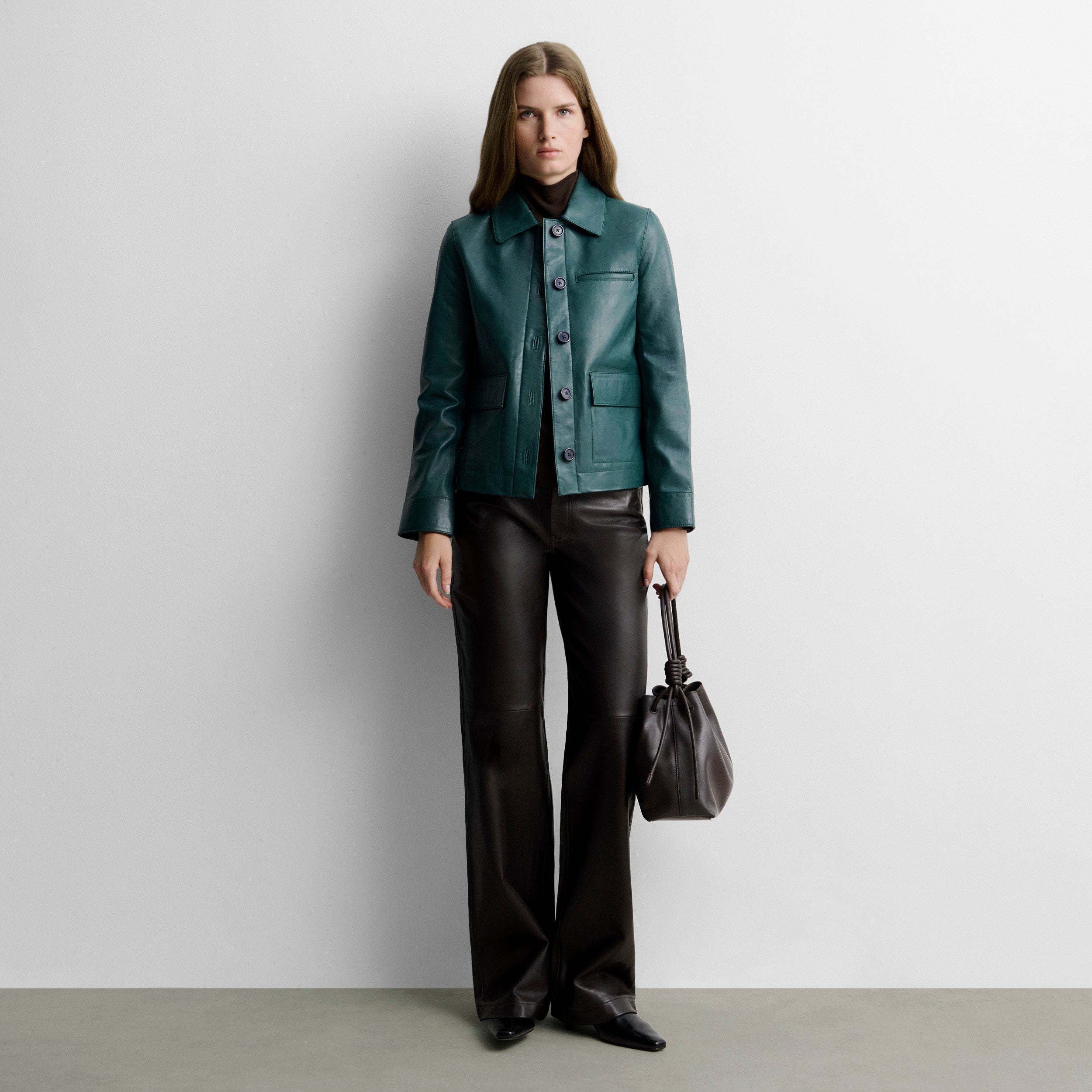 Nappa leather jacket with topstitching