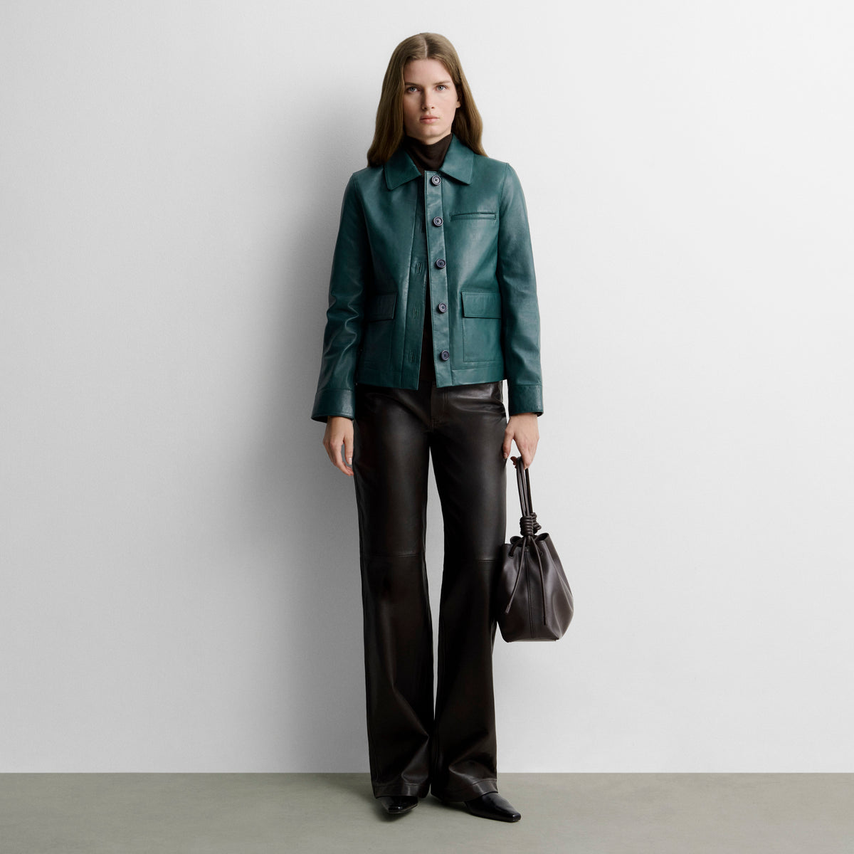 Nappa leather jacket with topstitching