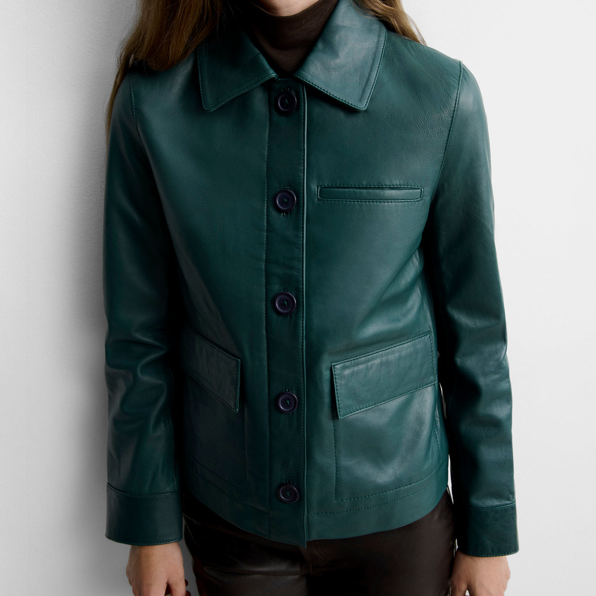 Nappa leather jacket with topstitching
