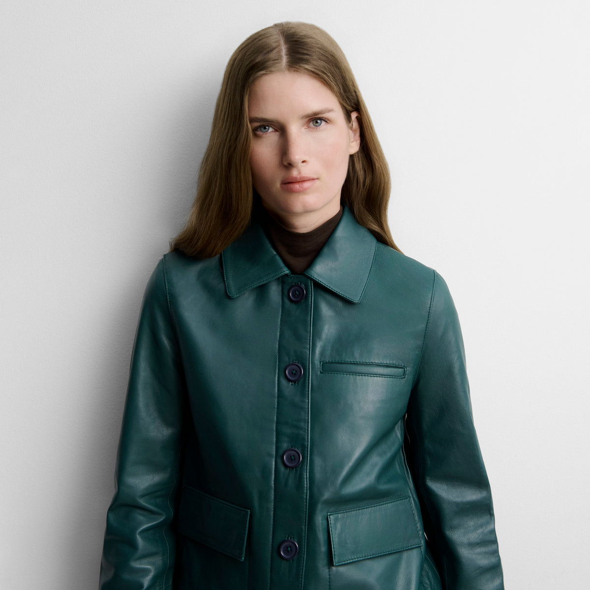 Nappa leather jacket with topstitching