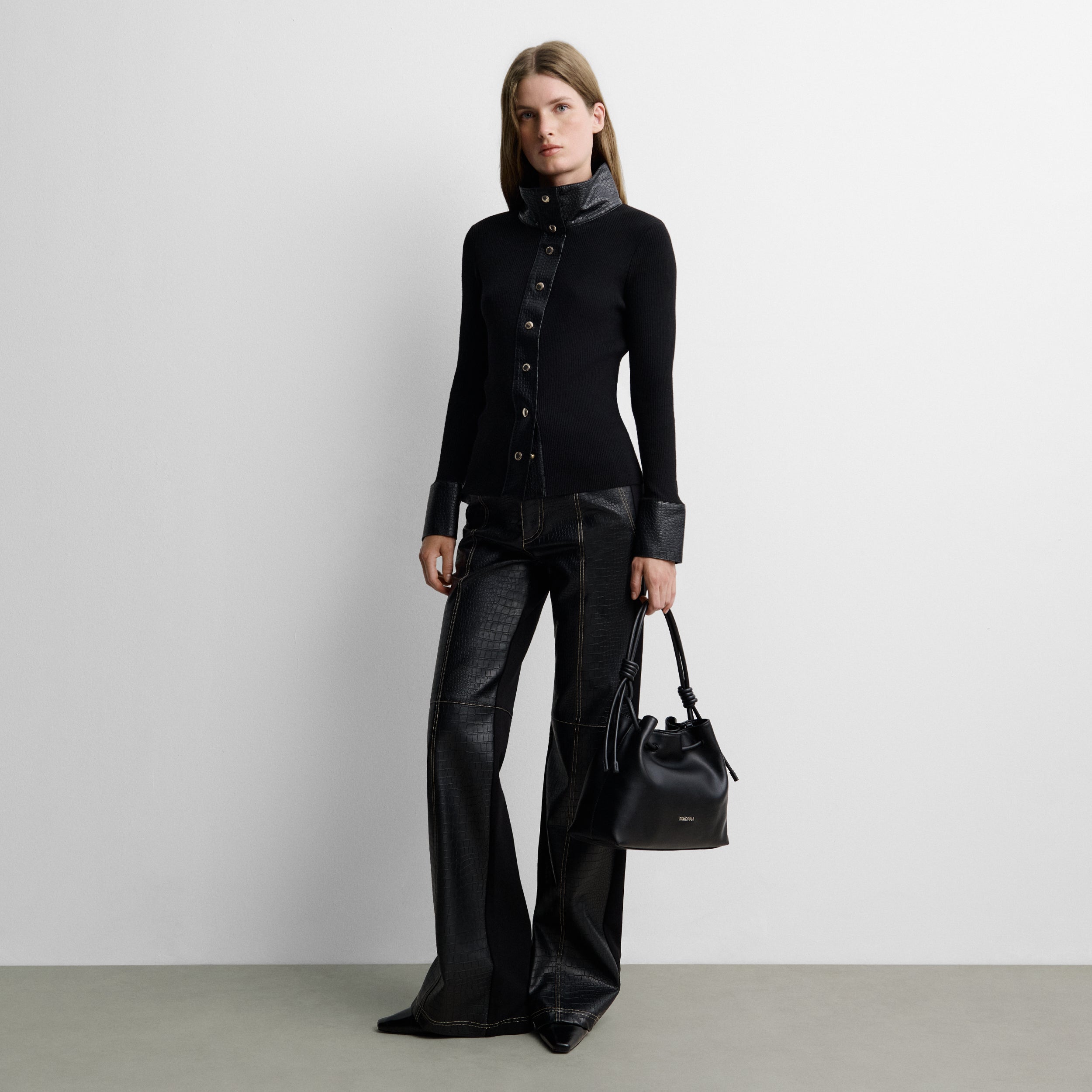 Pantalon bimatière à surpiqûres
