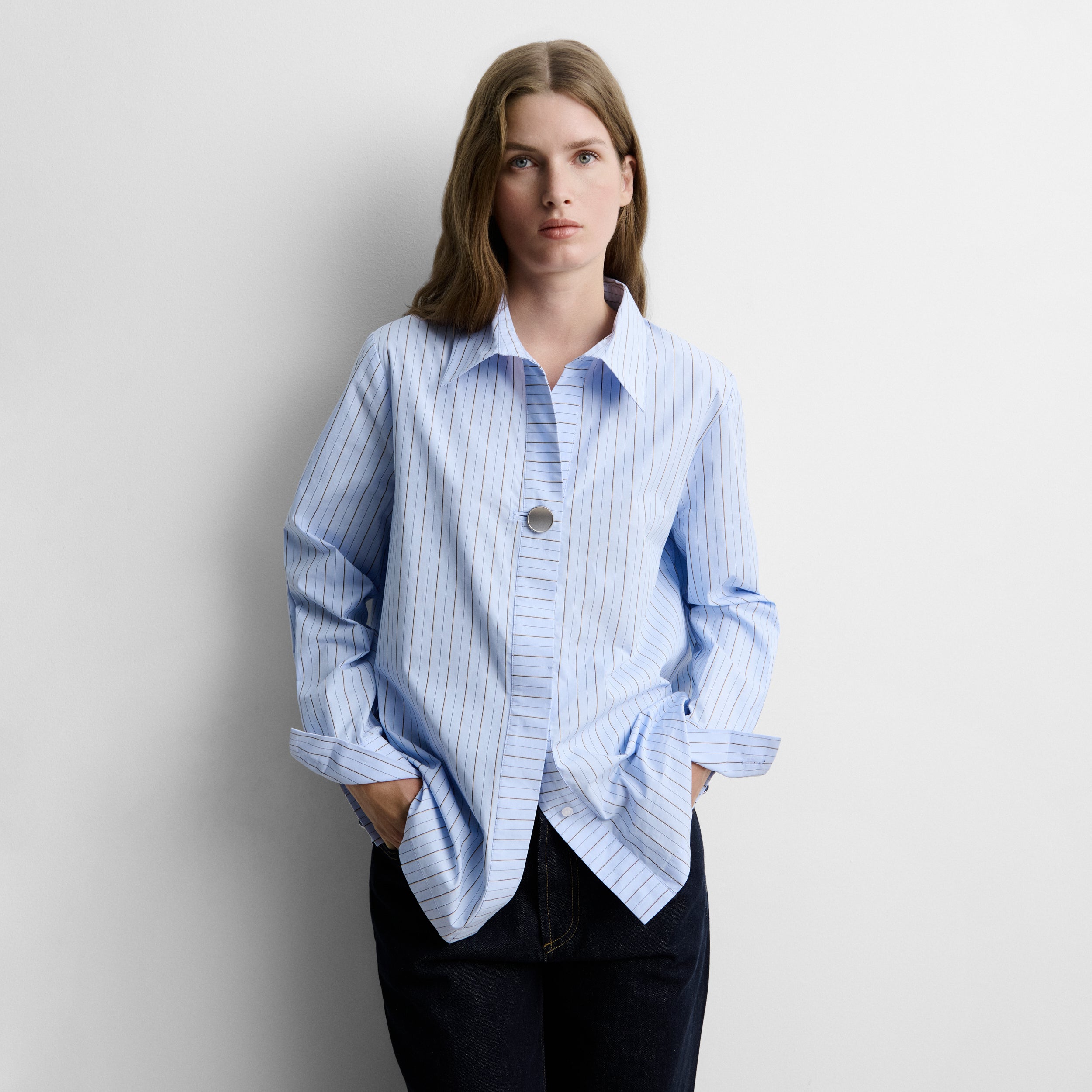 Camisa botón estampado rayas