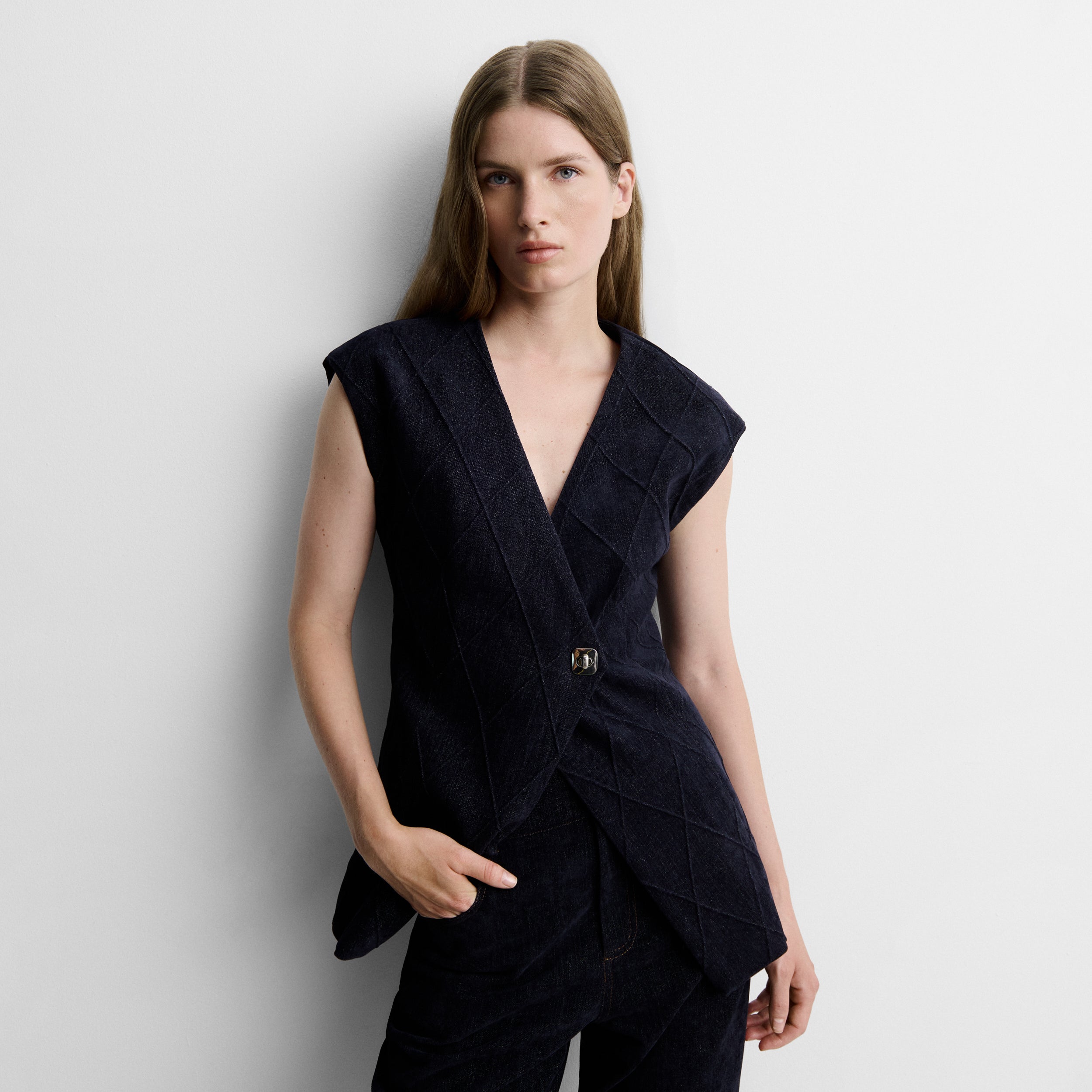 Chaleco efecto denim