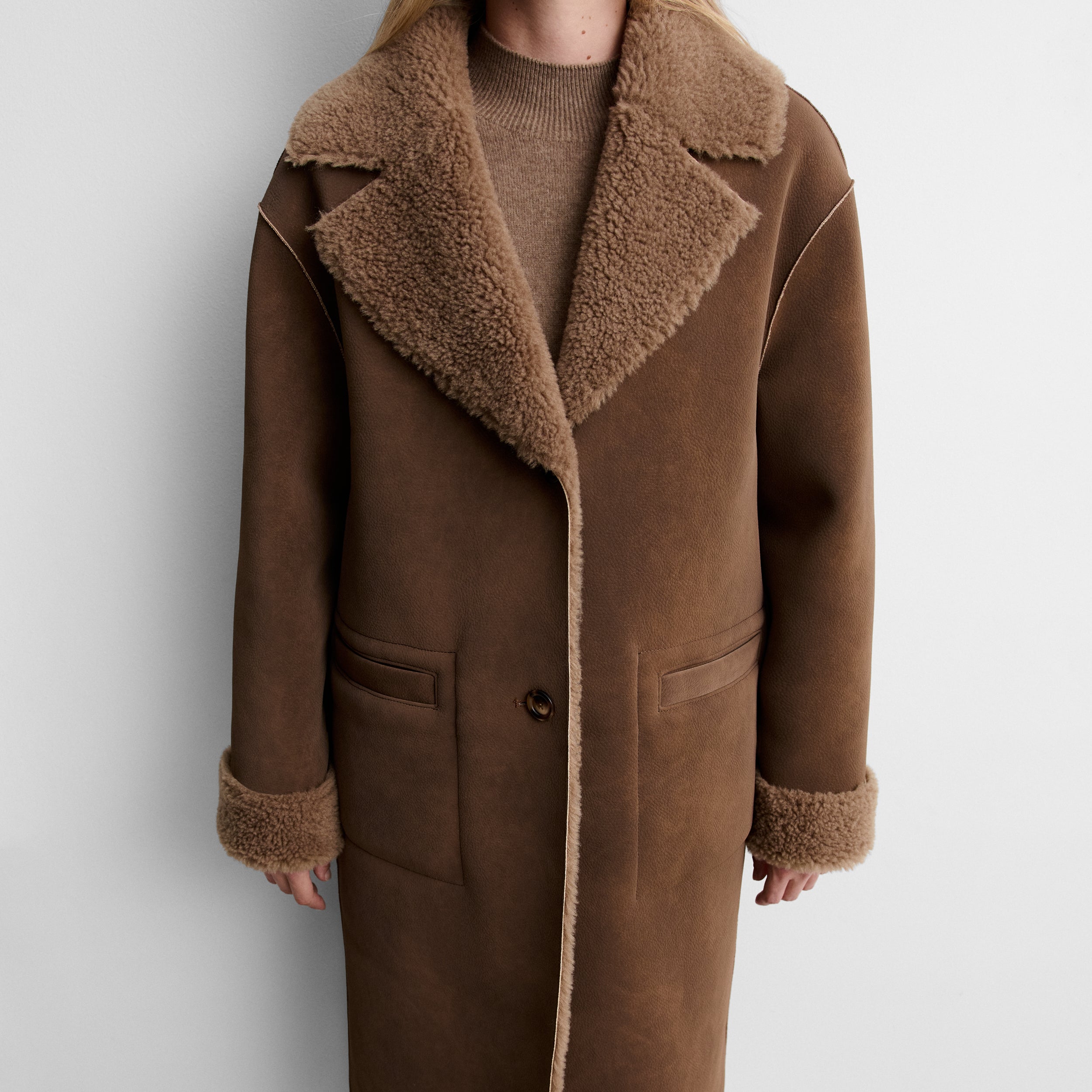 Reversible faux-fur coat