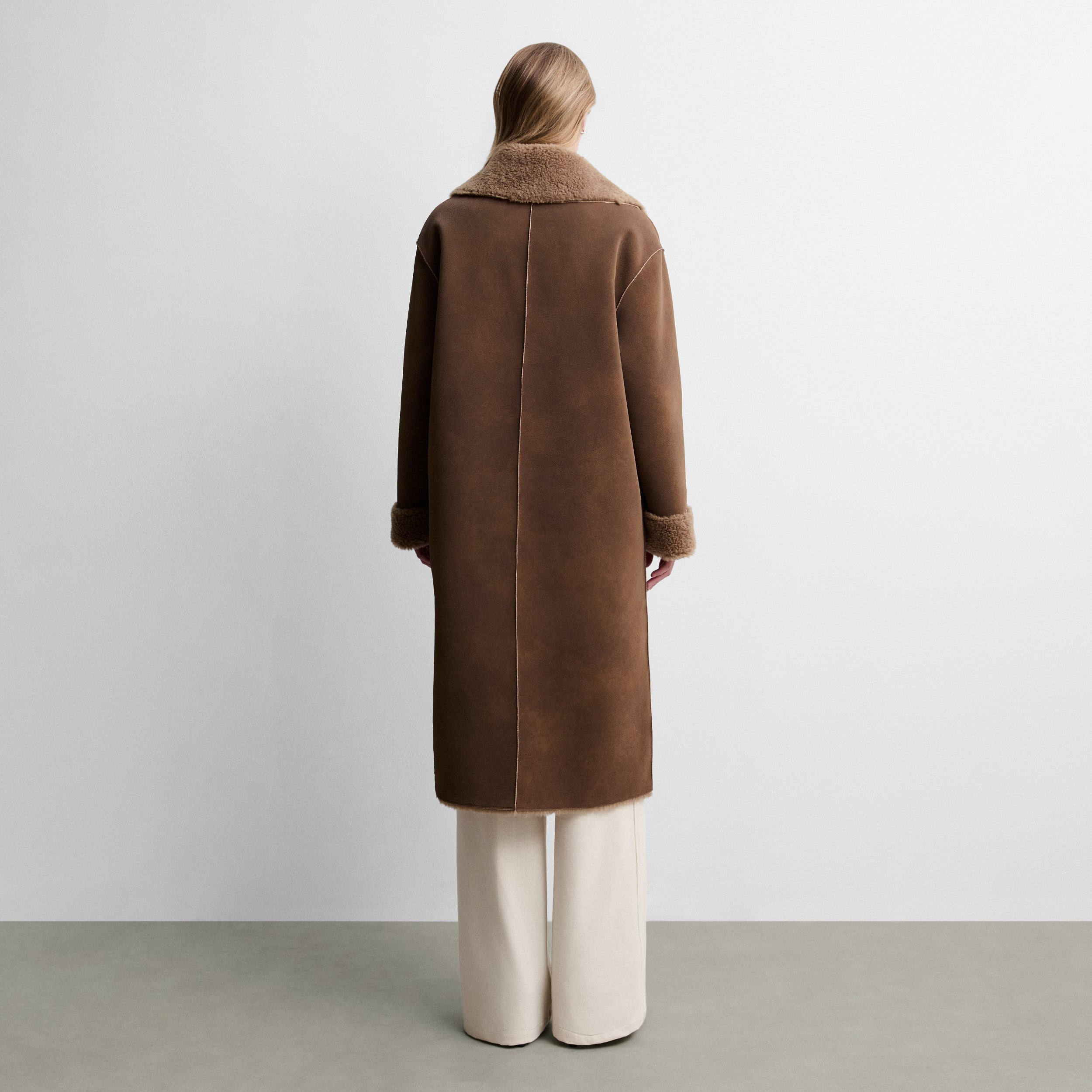 Reversible faux-fur coat