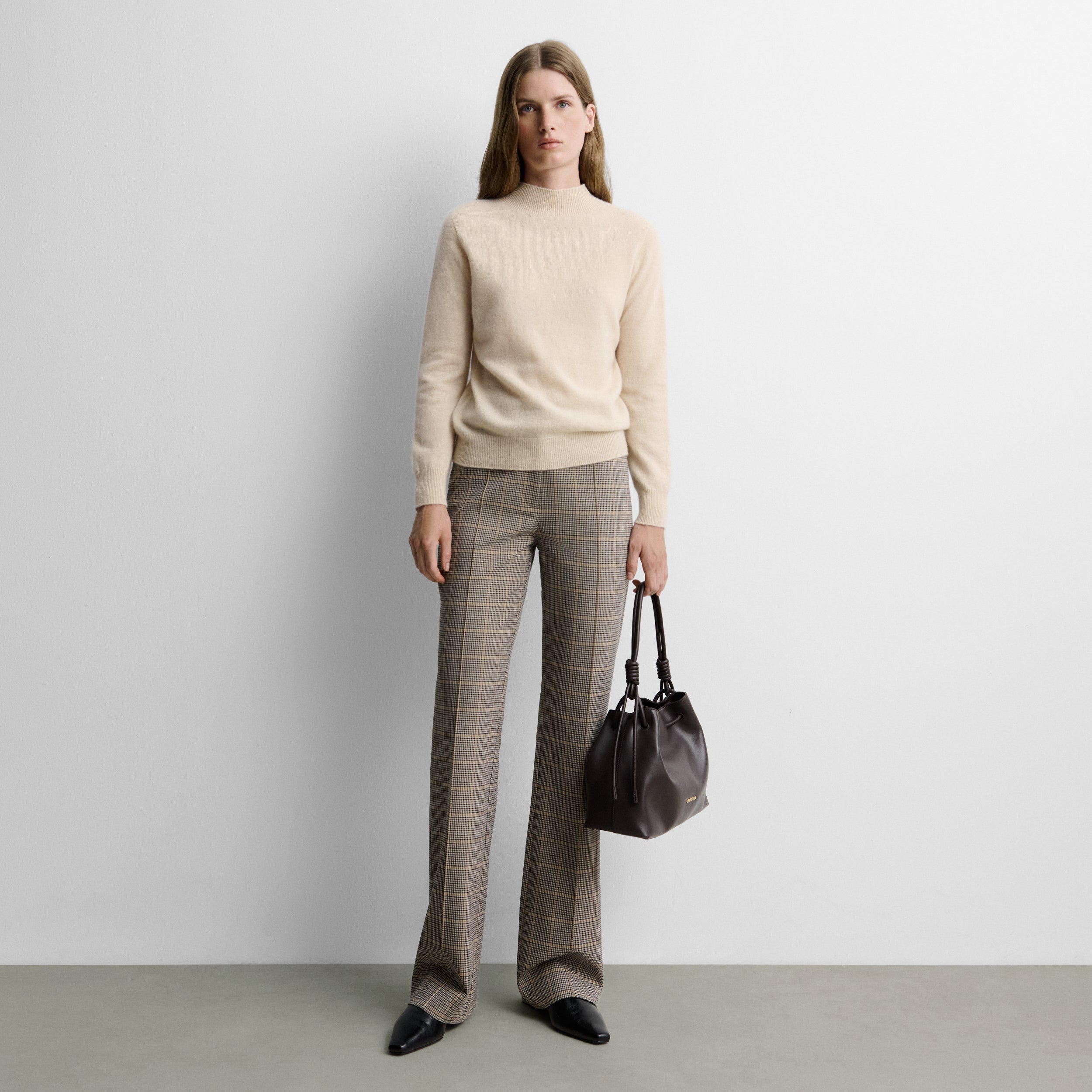 Pantalon droit imprimé à carreaux