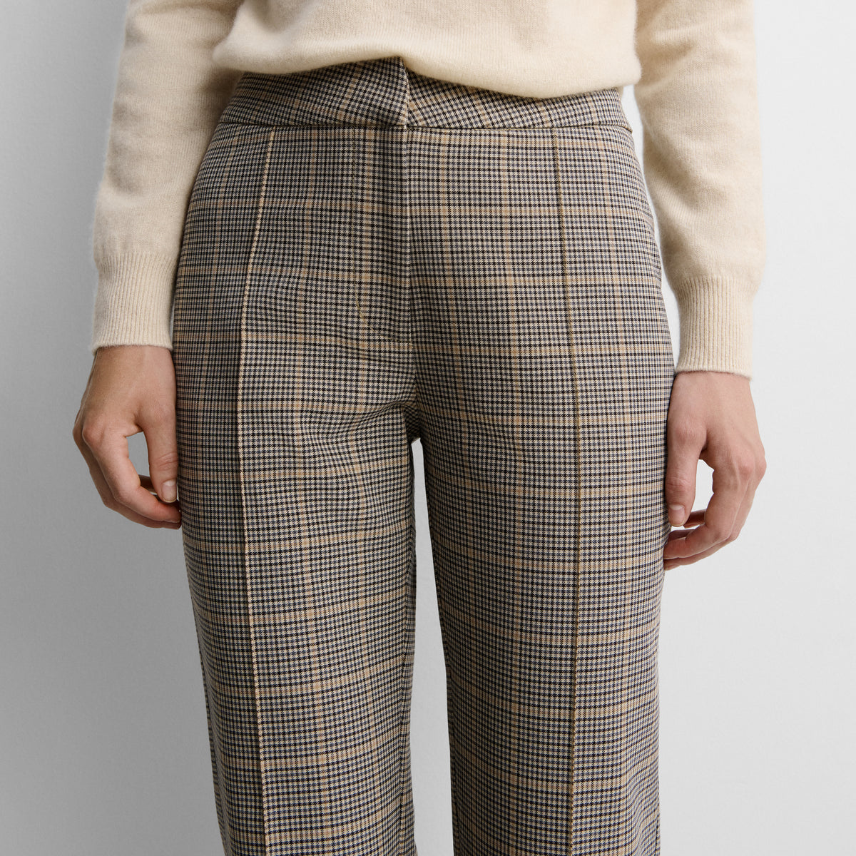 Pantalon droit imprimé à carreaux