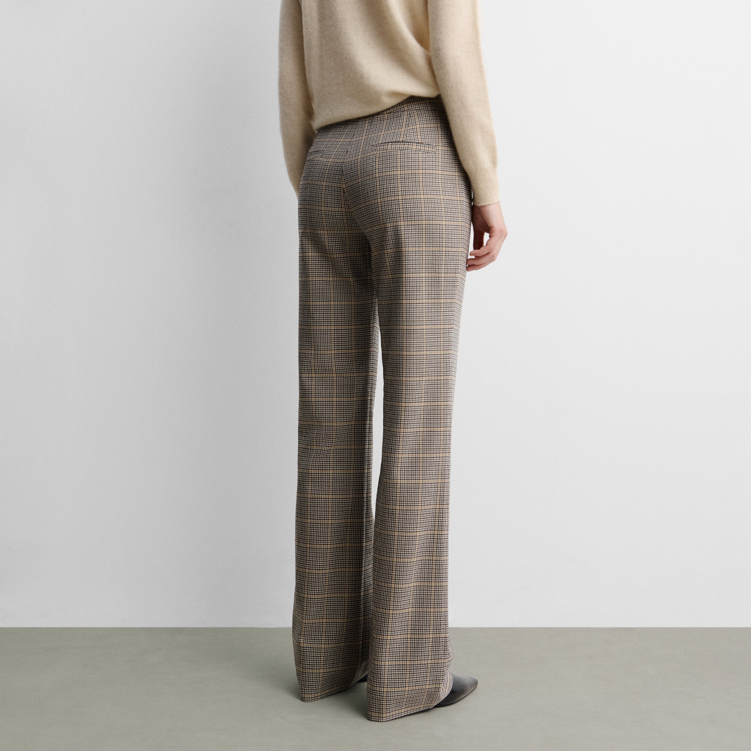 Pantalon droit imprimé à carreaux