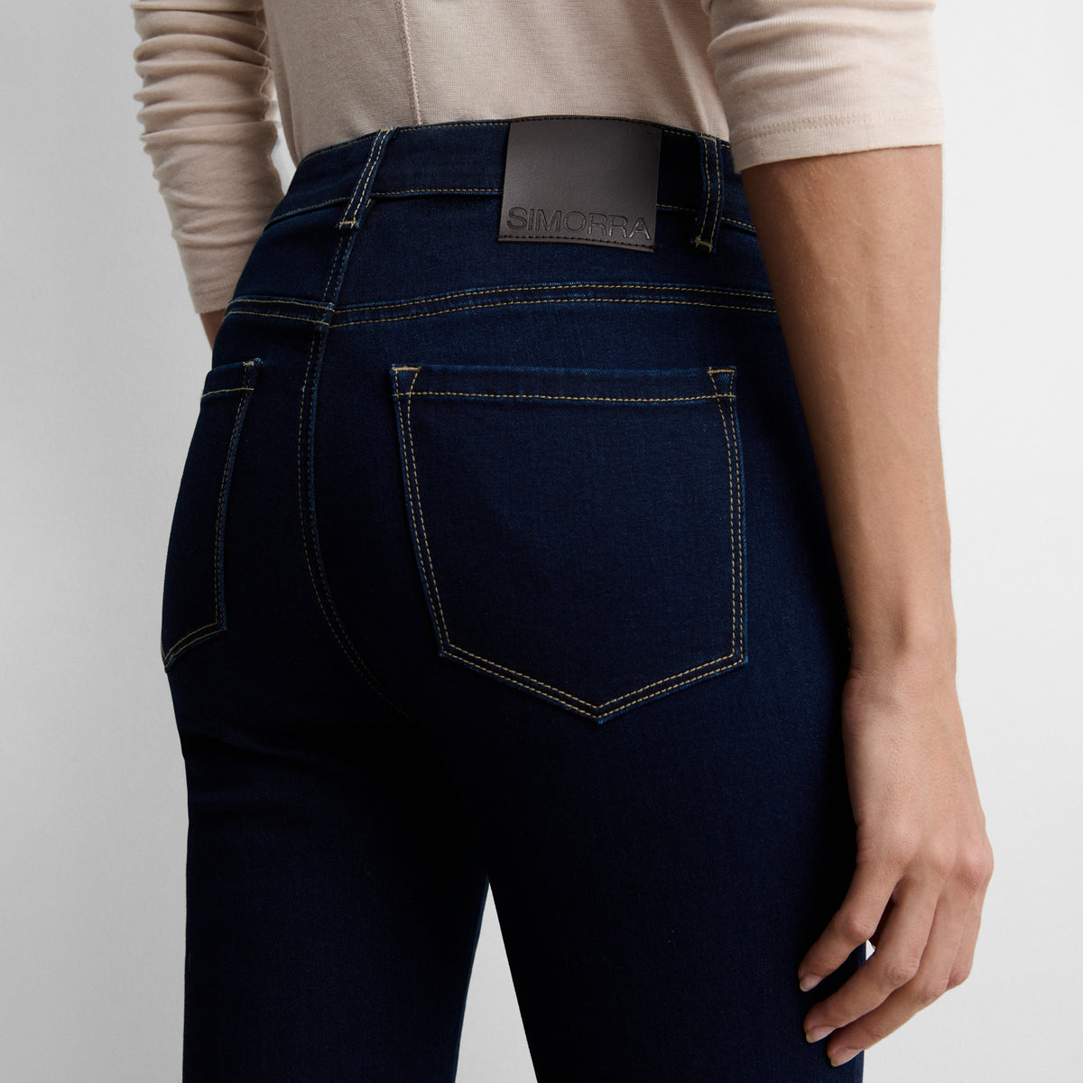 Flared denim trousers