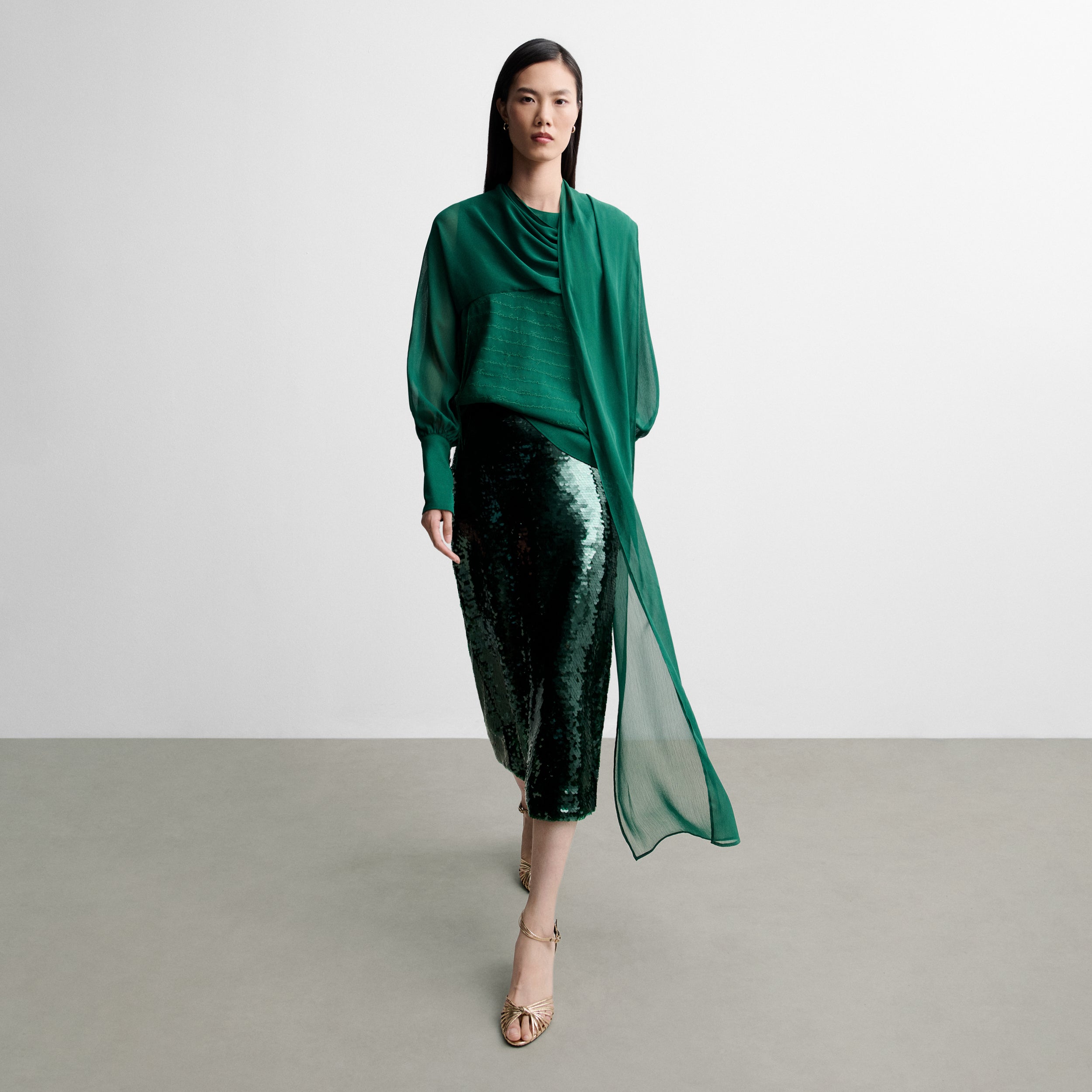Embroidered handkerchief-hem blouse