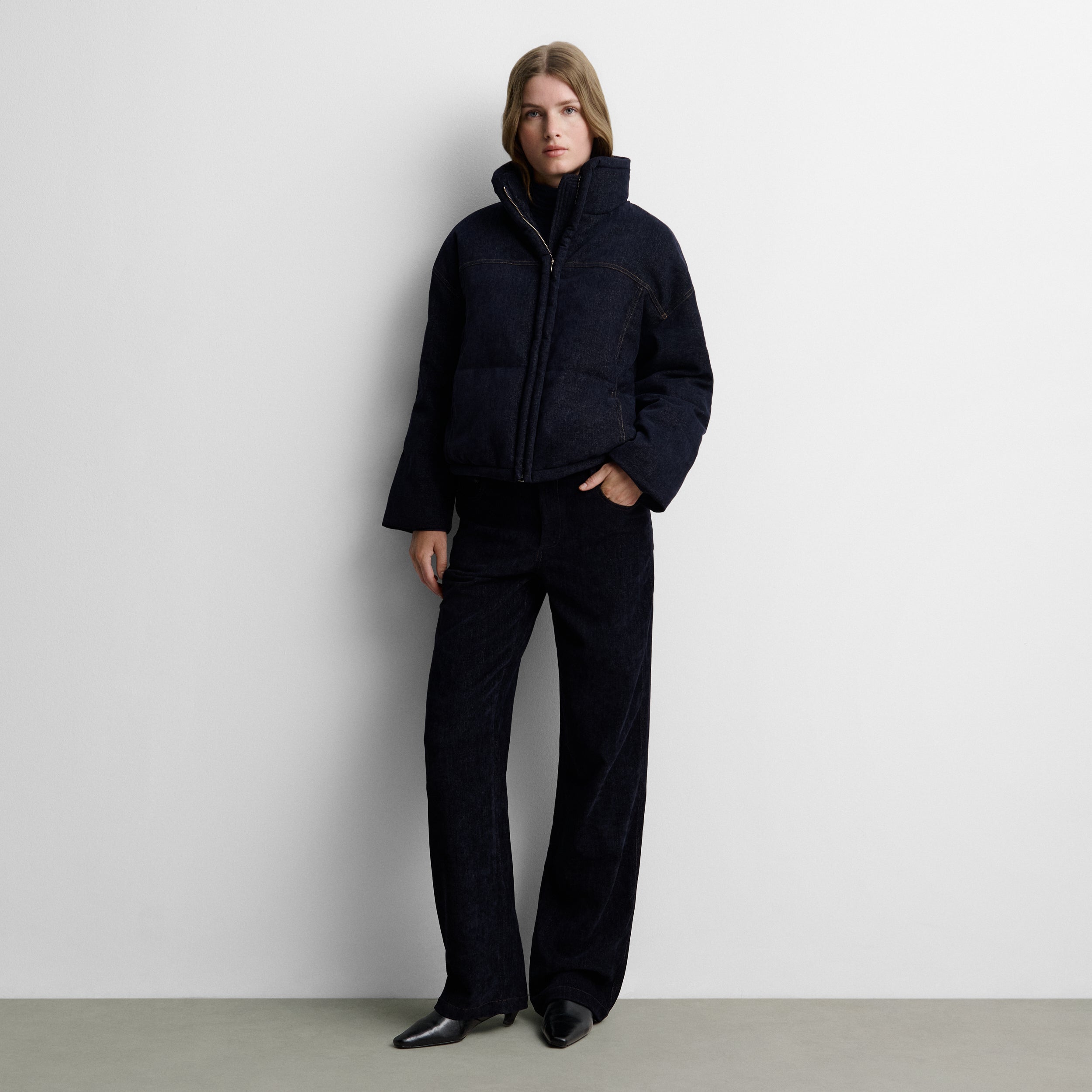 Pantalón recto efecto denim
