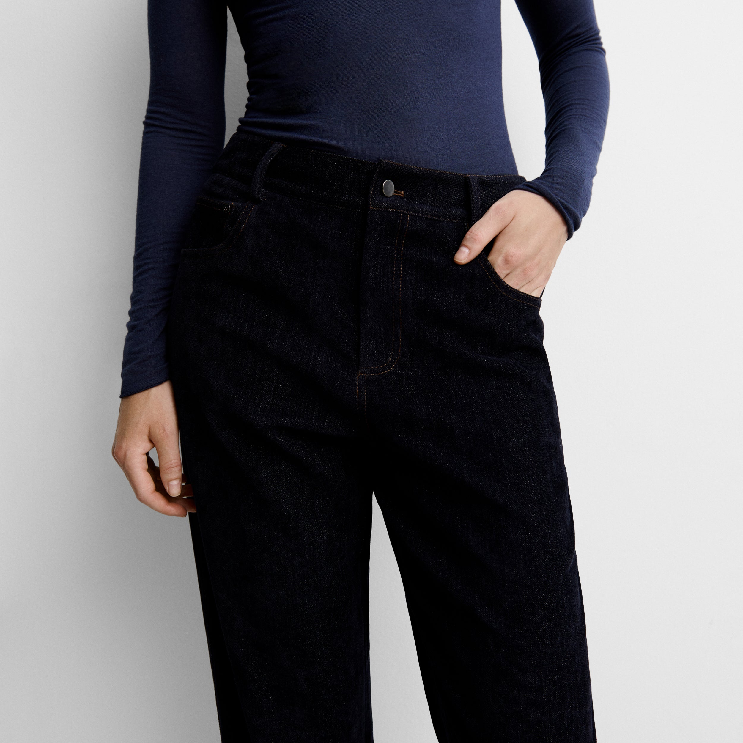 Pantalón recto efecto denim