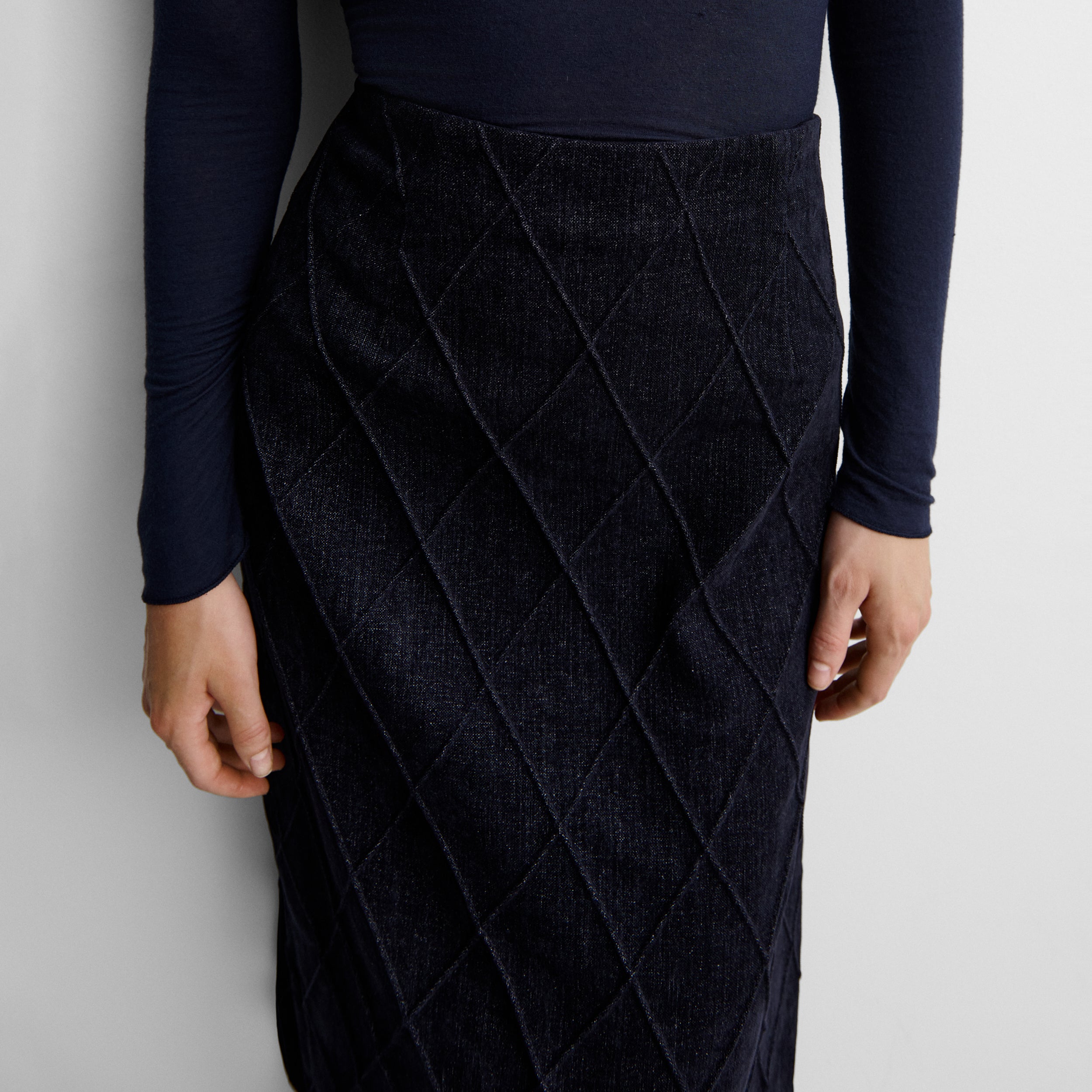 Falda midi efecto denim