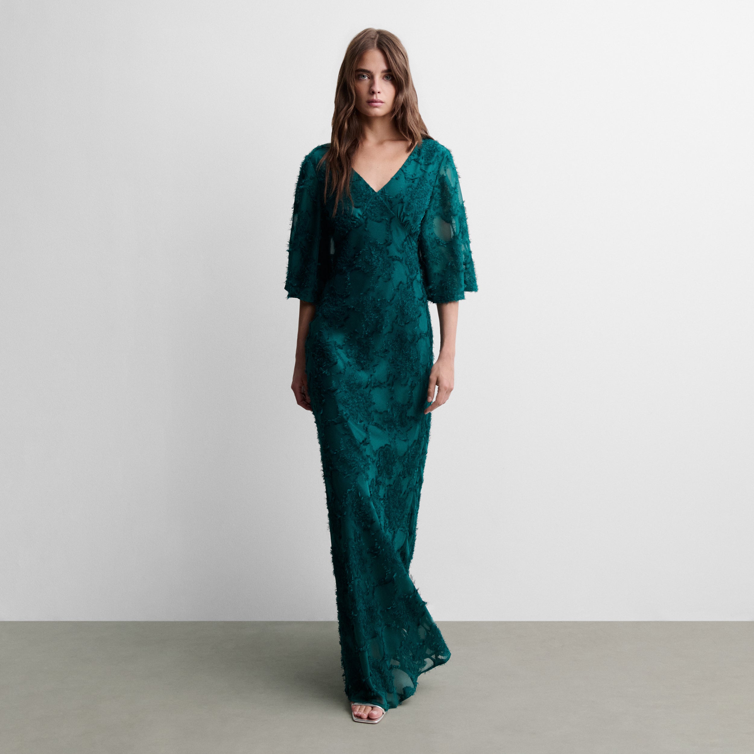 Robe longue en tissu fantaisie