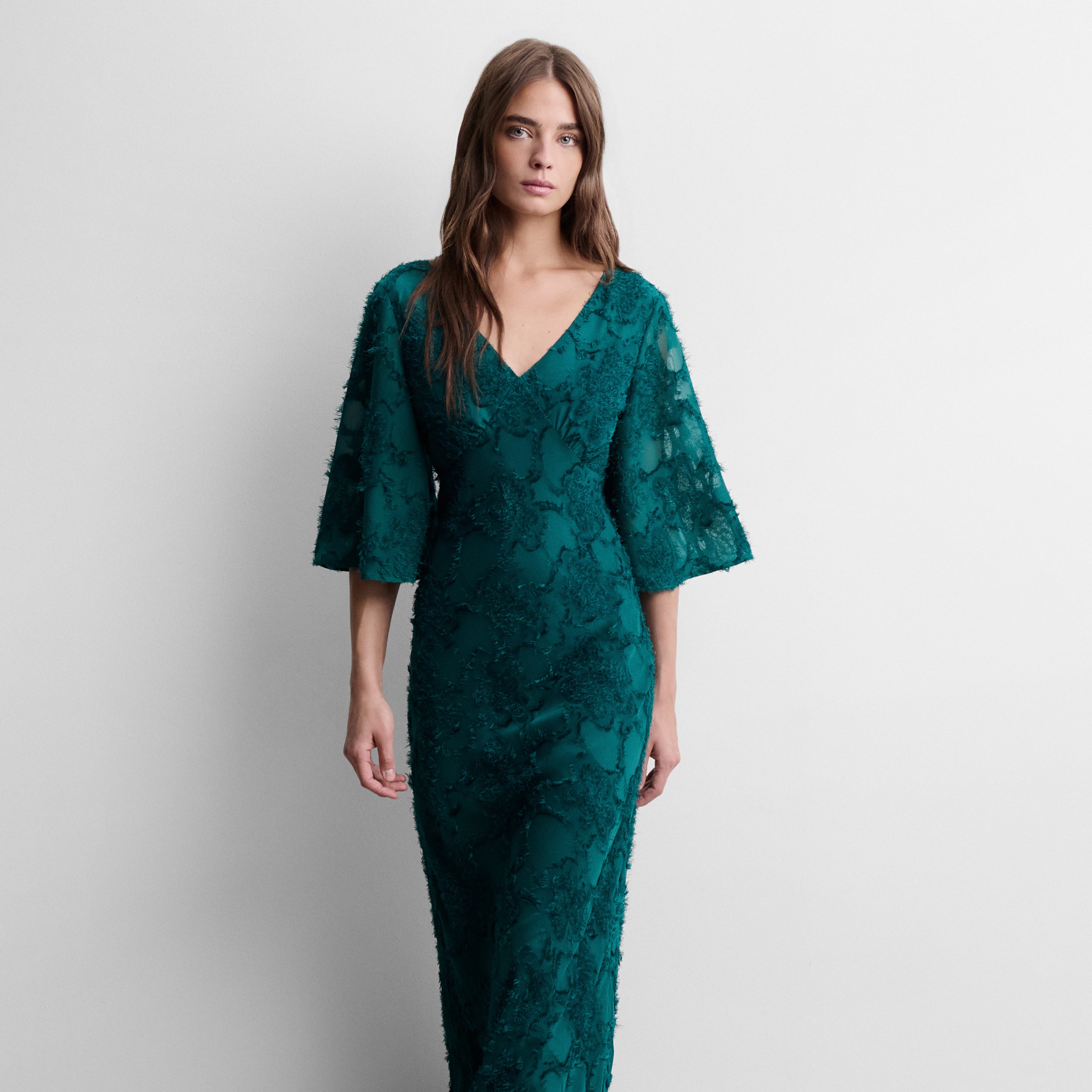 Robe longue en tissu fantaisie