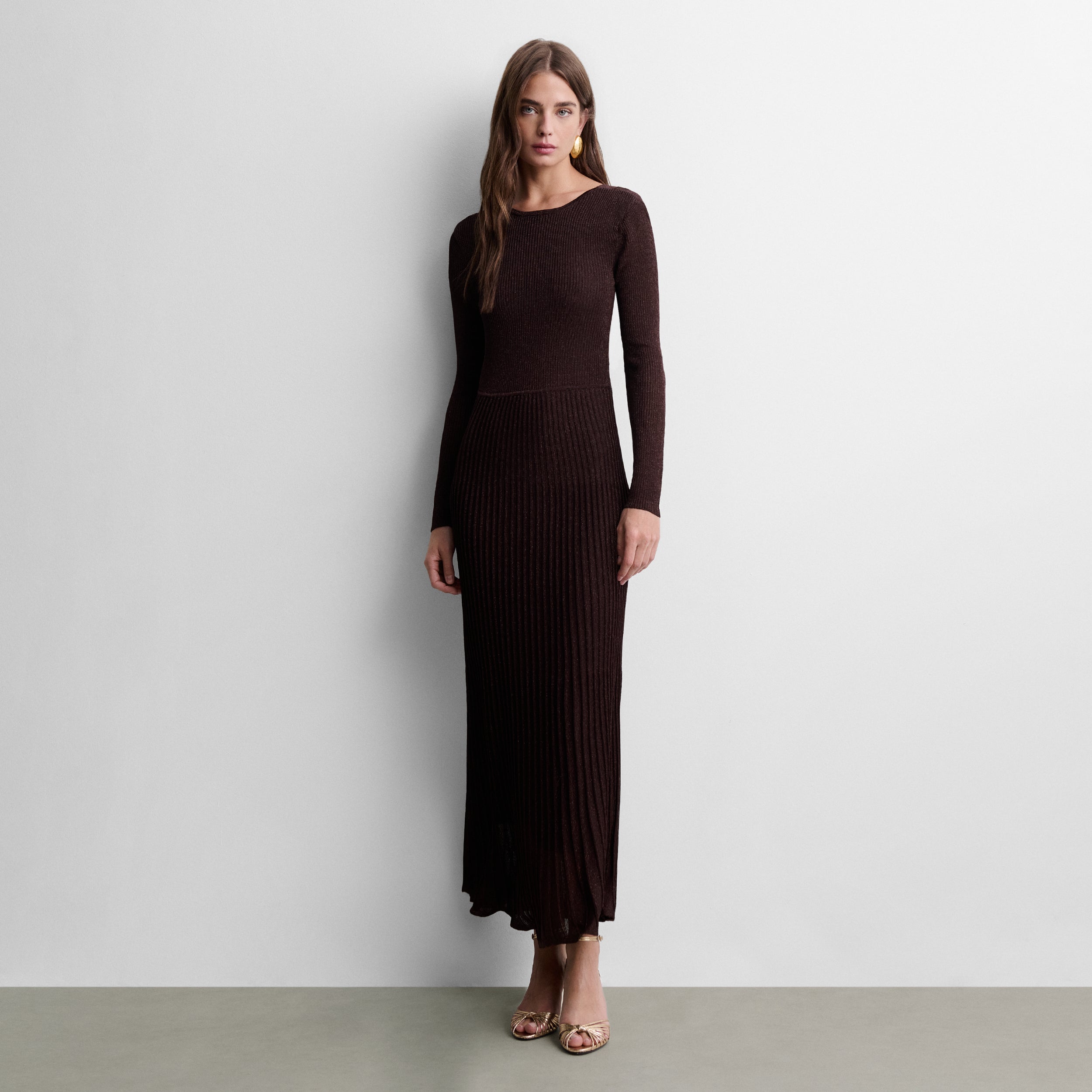 Long lurex knit dress